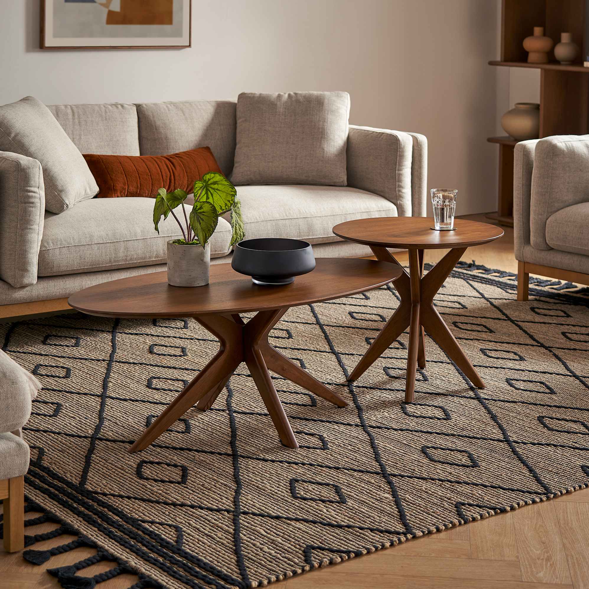 Bristol Coffee Table Set, Walnut lifestyle