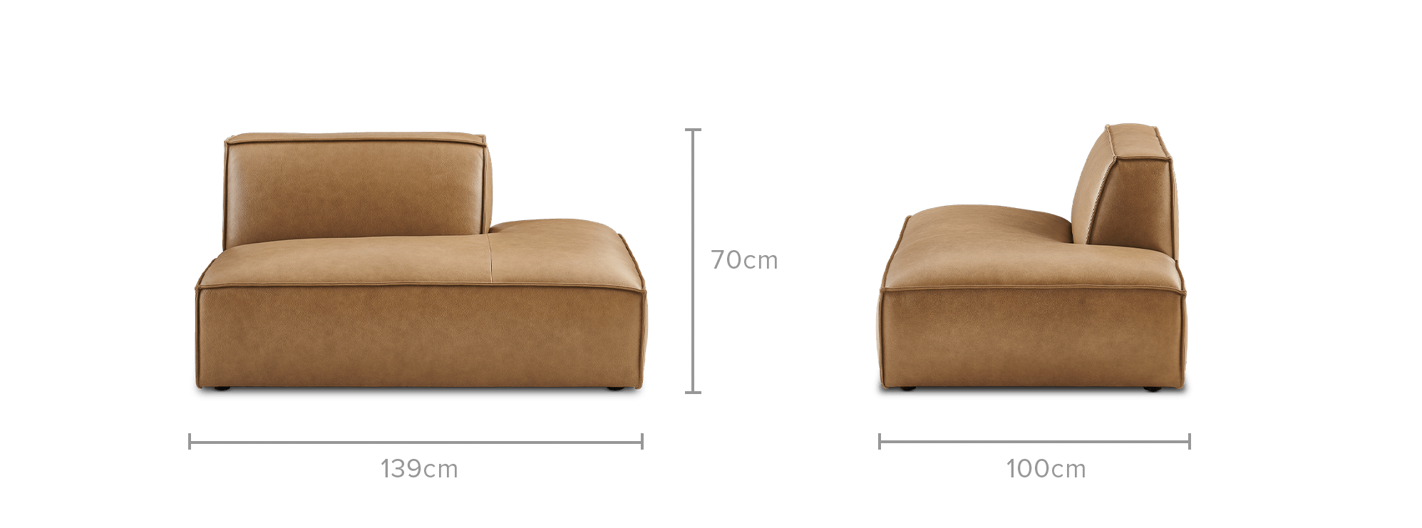 dimension of Jonathan Leather Right Chaise Sofa