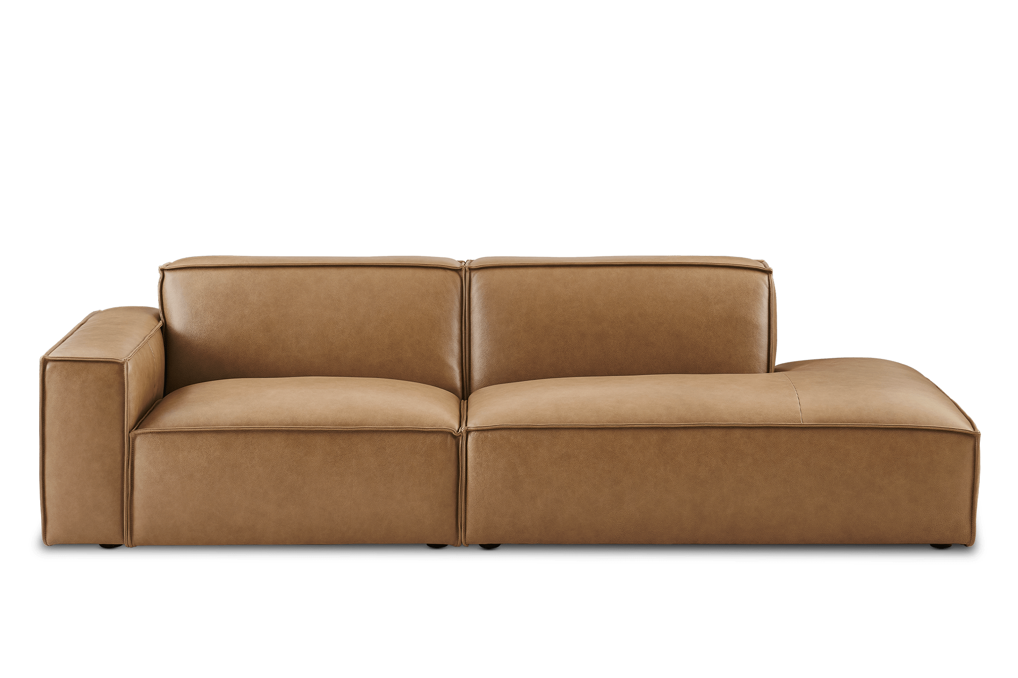 Jonathan Leather Side Chaise Sofa Right Facing, Caramel
