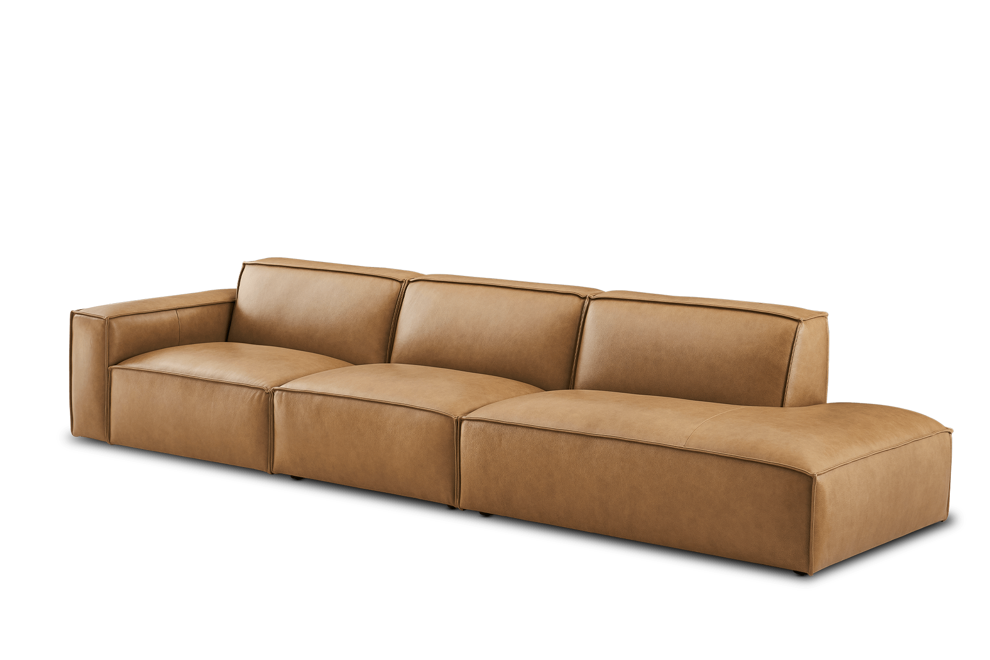 Jonathan Leather Extended Side Chaise Sofa 11