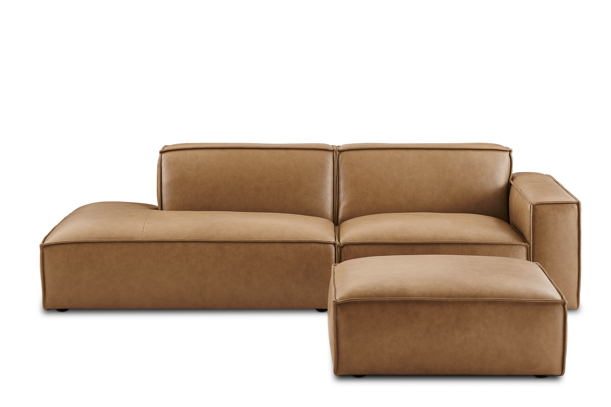 Jonathan Leather Side Chaise Sofa with Ottoman 2