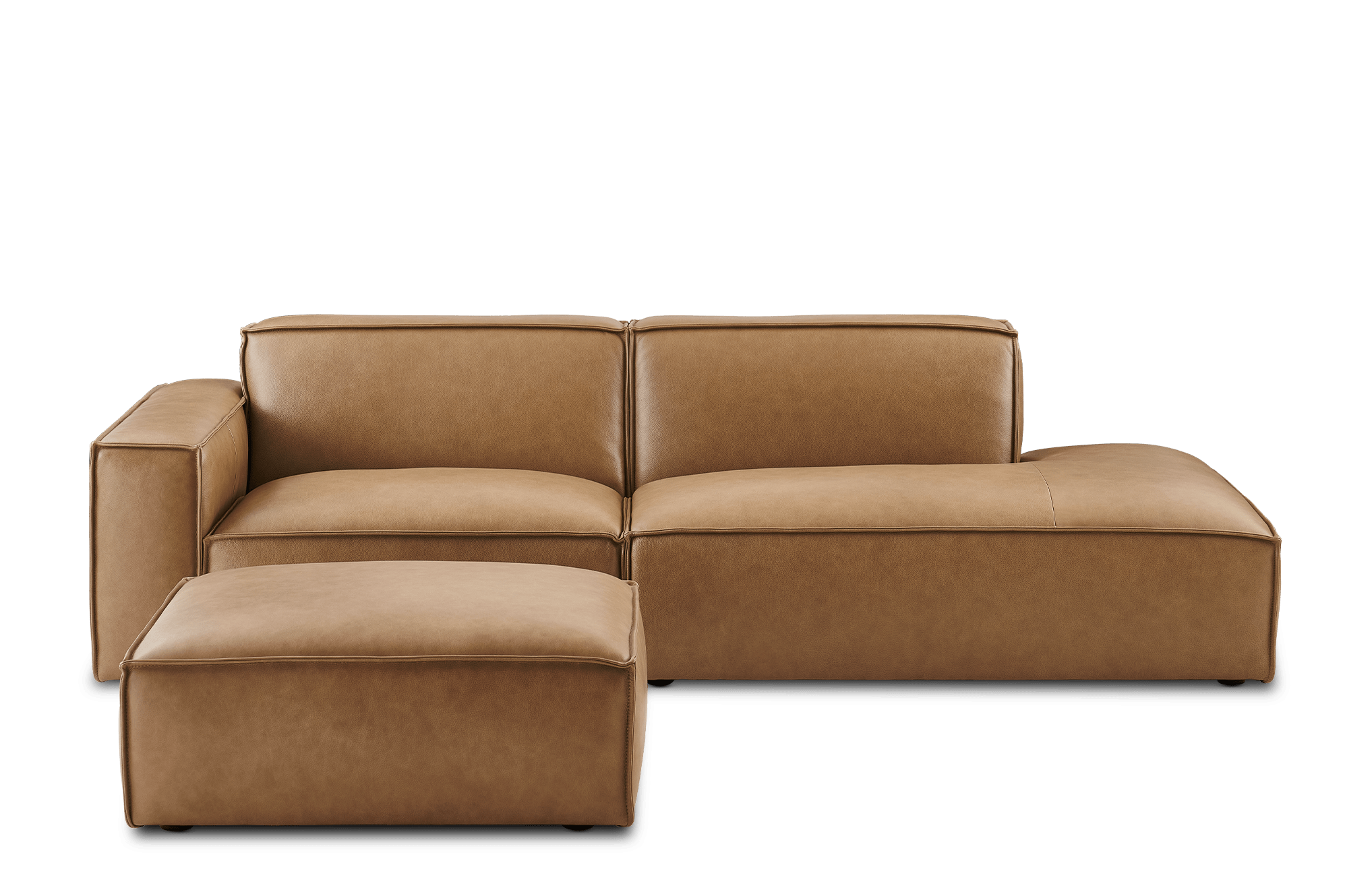 Jonathan Leather Side Chaise Sofa with Ottoman 2