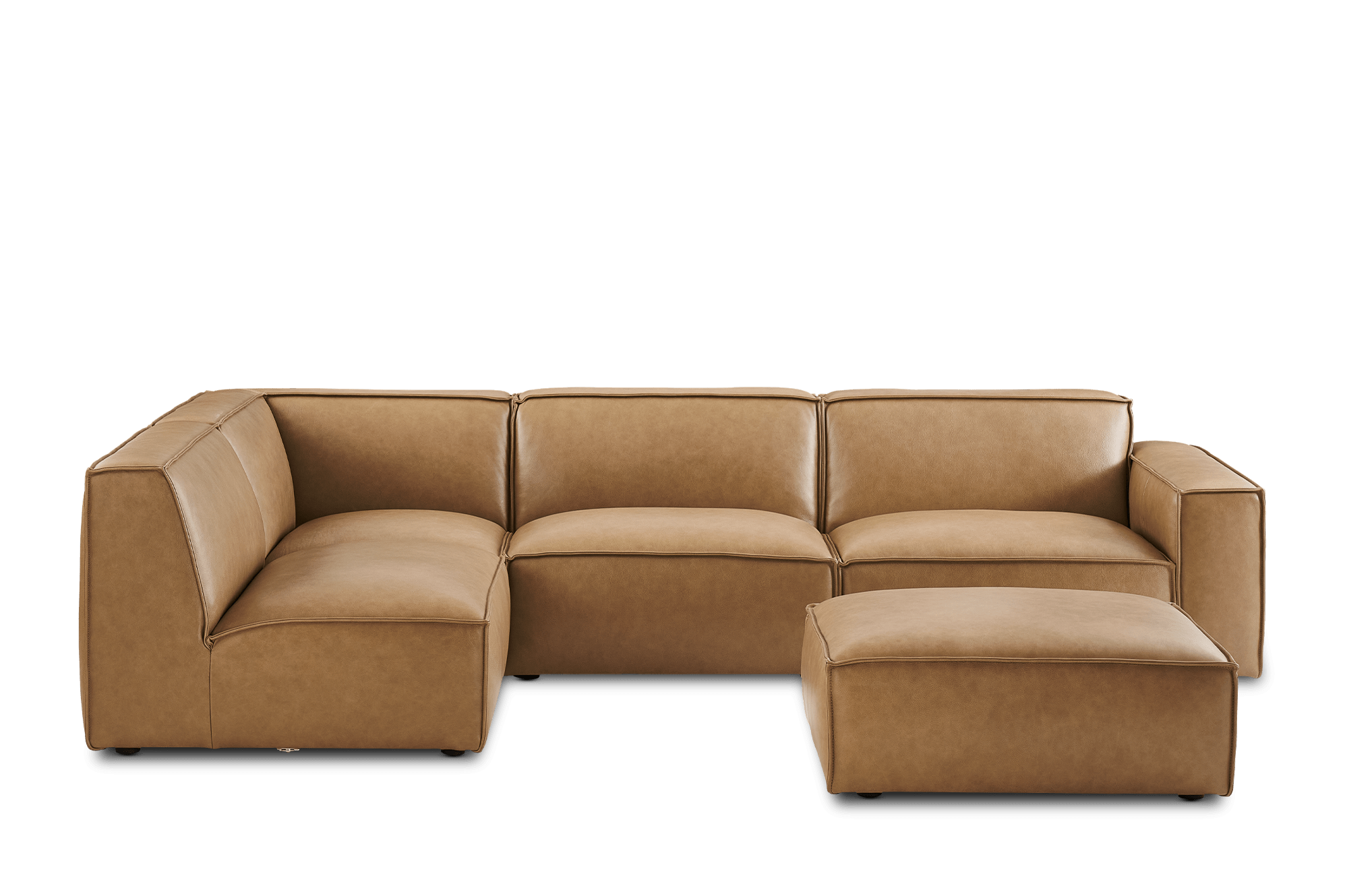 Jonathan Leather Chaise Sectional Sofa with Ottoman 2