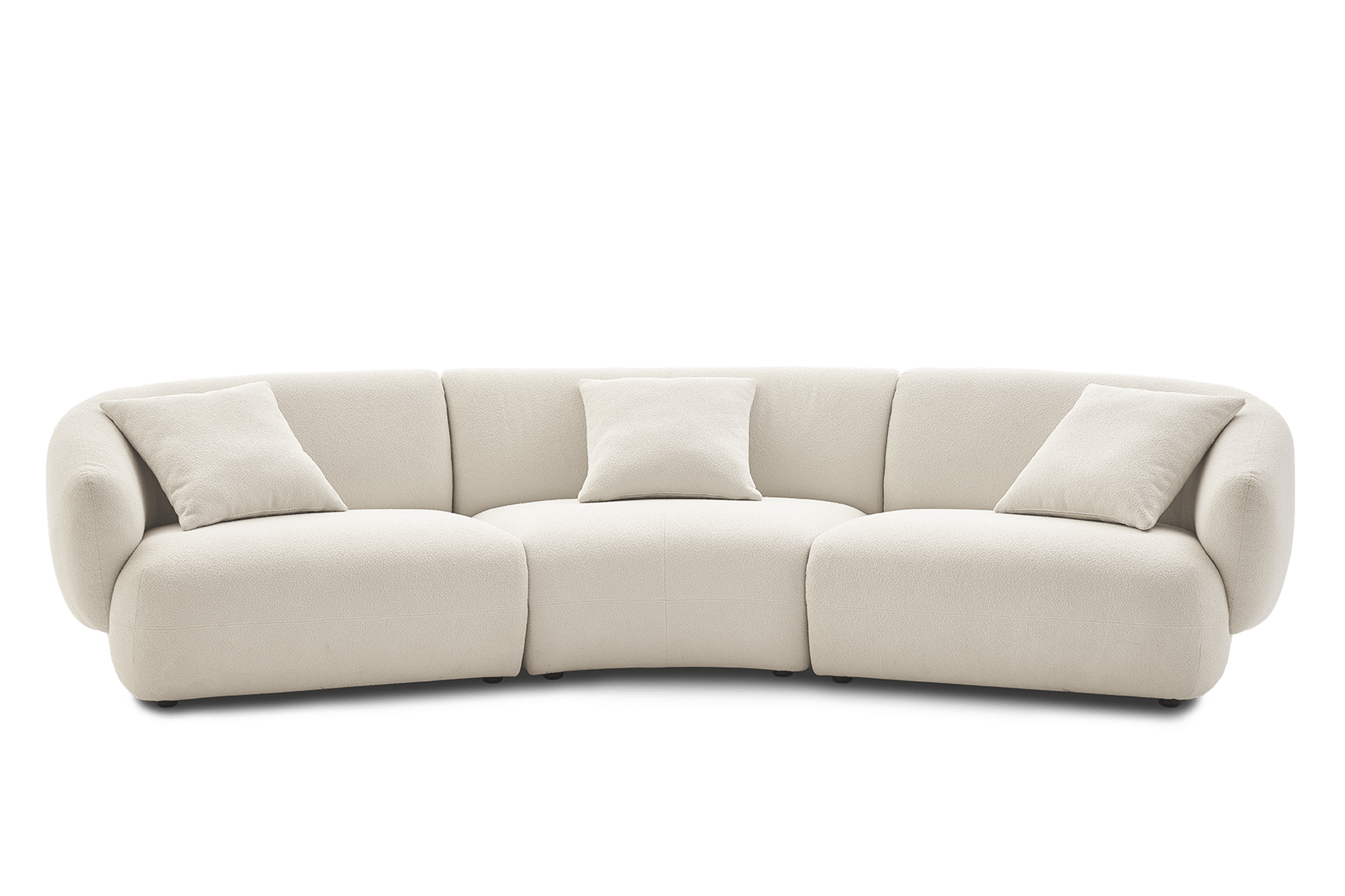 Auburn Performance Bouclé Curve 3 Seater Sofa, Chalk