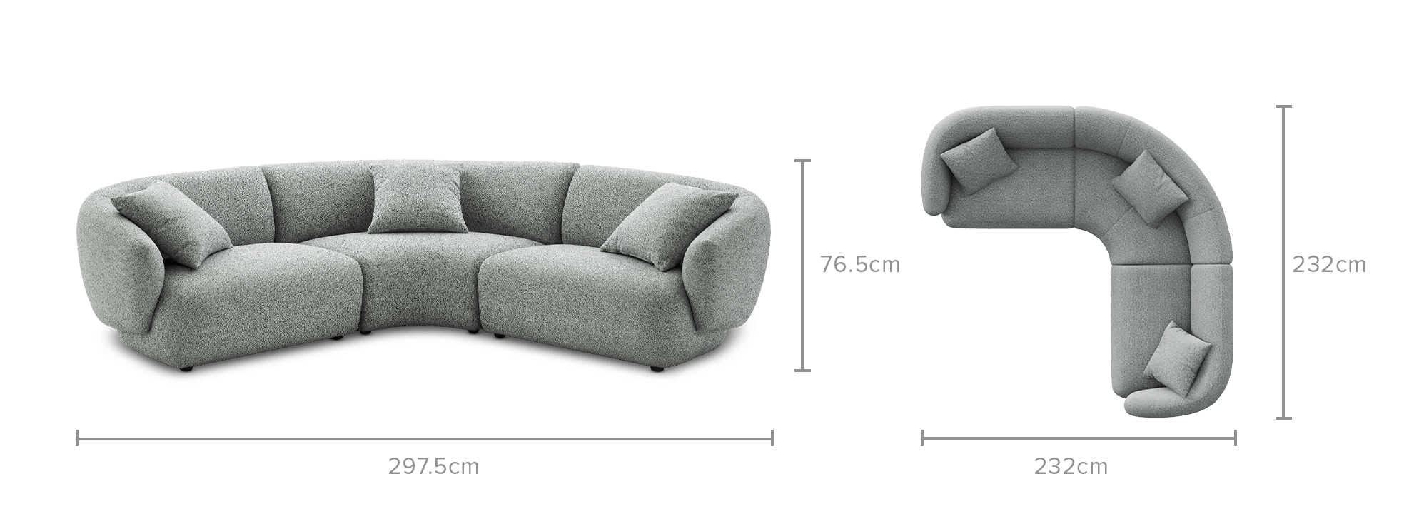 dimension of Auburn Performance Fabric Sectional Sofa