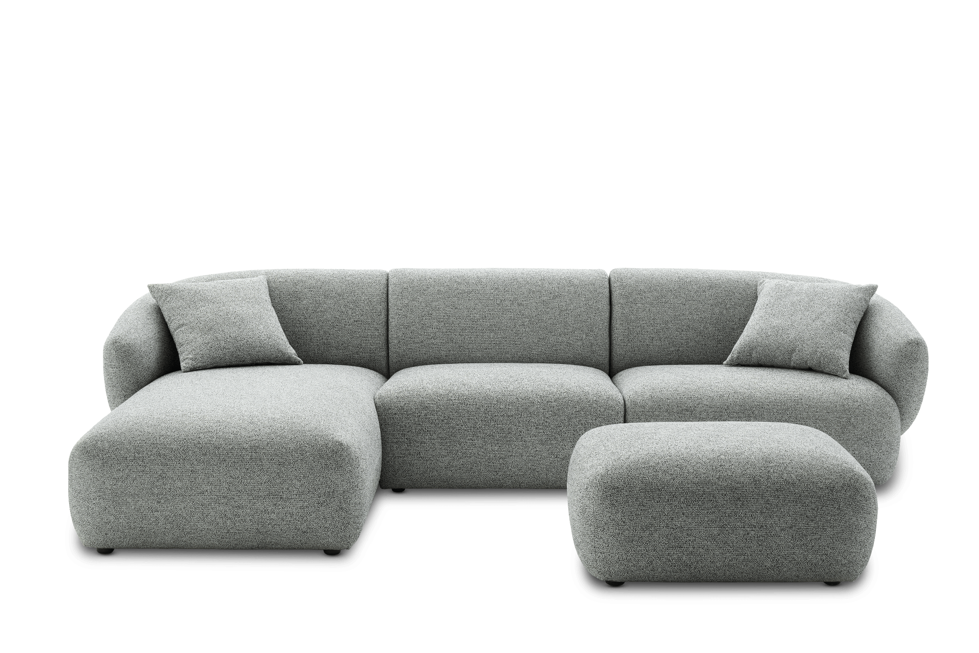 Auburn Left Facing Chaise Sectional Sofa with Ottoman, Performance Basalt