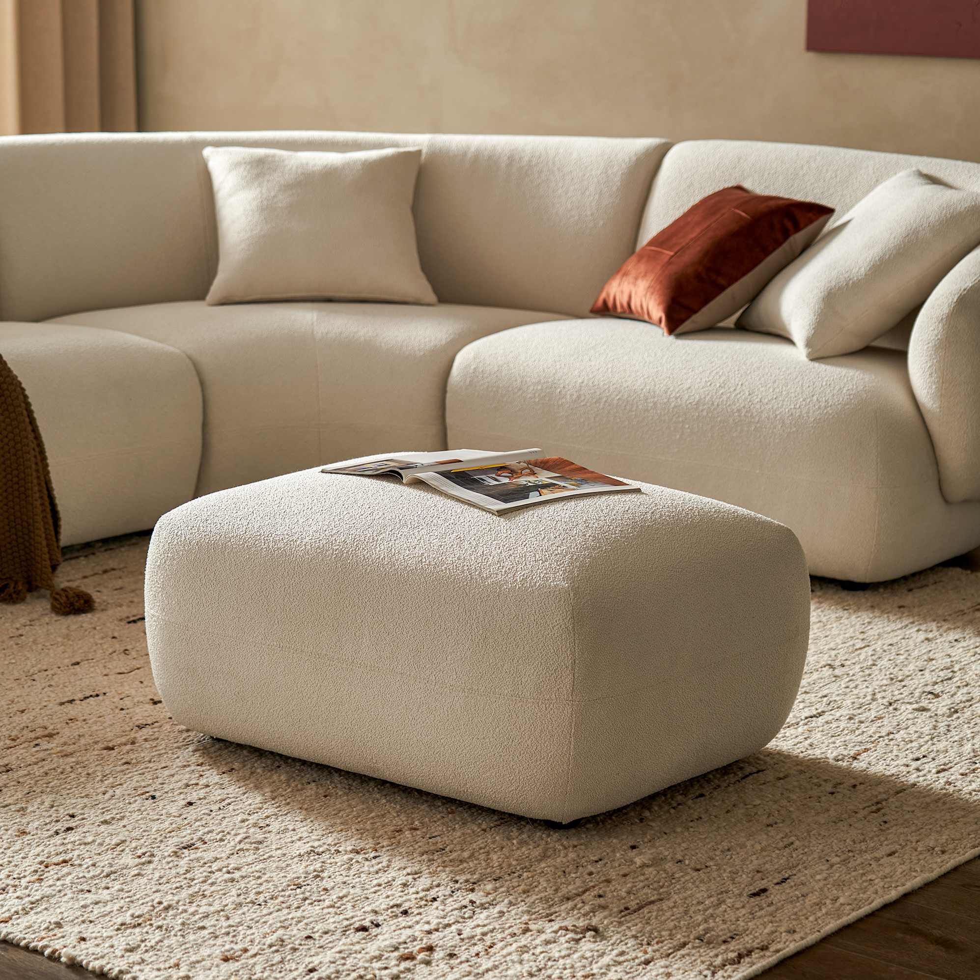 Auburn Performance Fabric Chaise Sectional Sofa with Ottoman 6