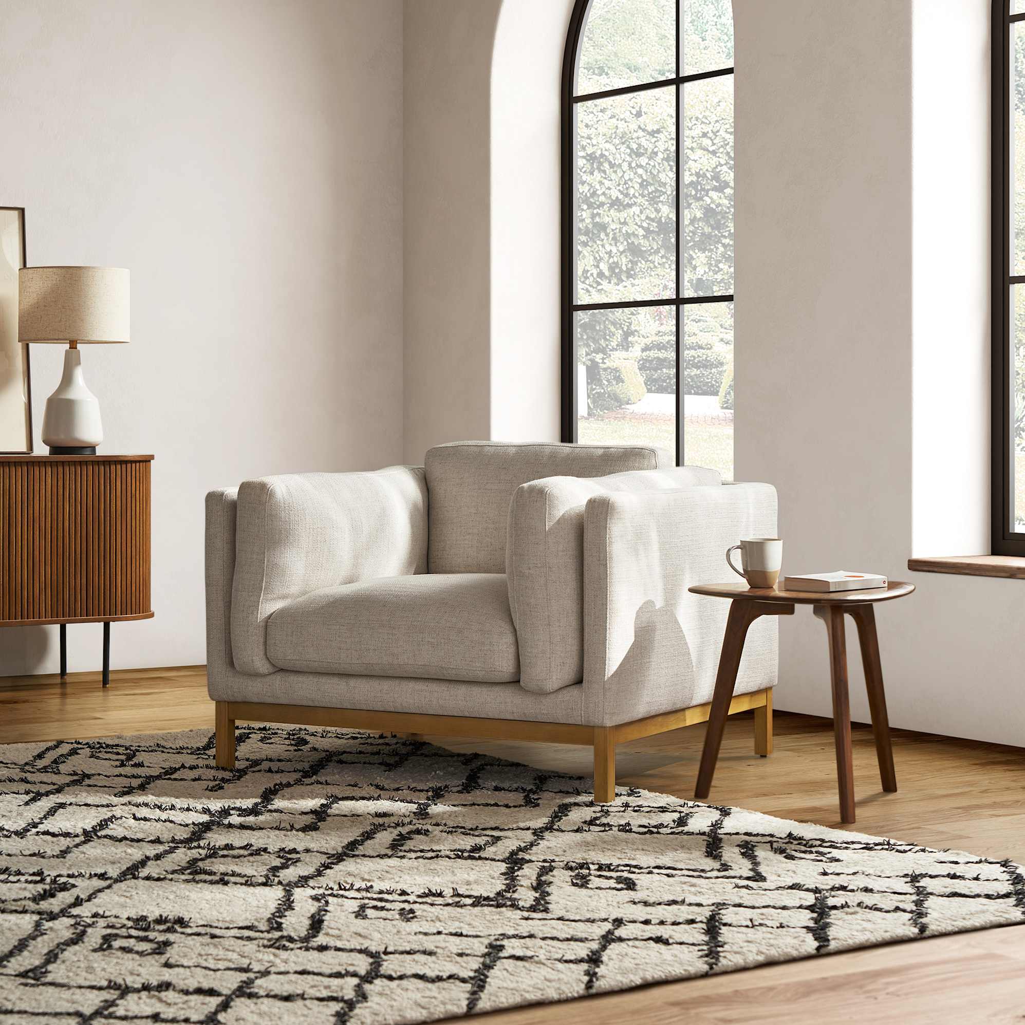 Owen Armchair, Opal Beige (Natural Leg) lifestyle