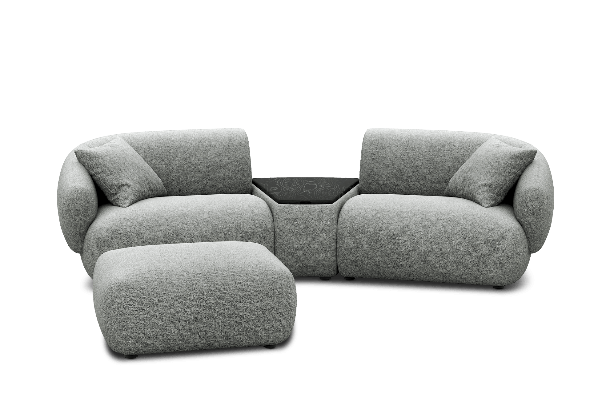 Auburn 3 Seater with Ottoman & Wedge Storage Console Black, Performance Basalt