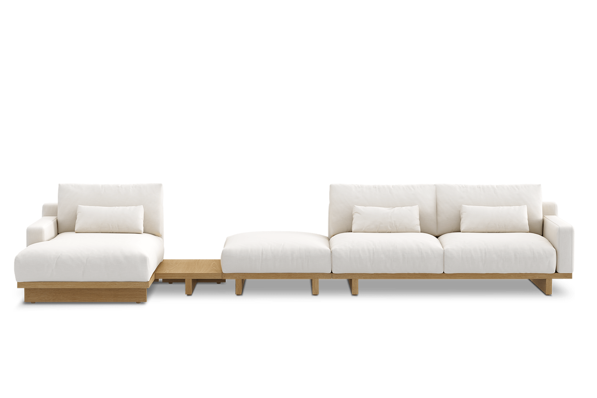 Mori Left Chaise Sectional with Side Ottoman & Side Table, Performance Alpine