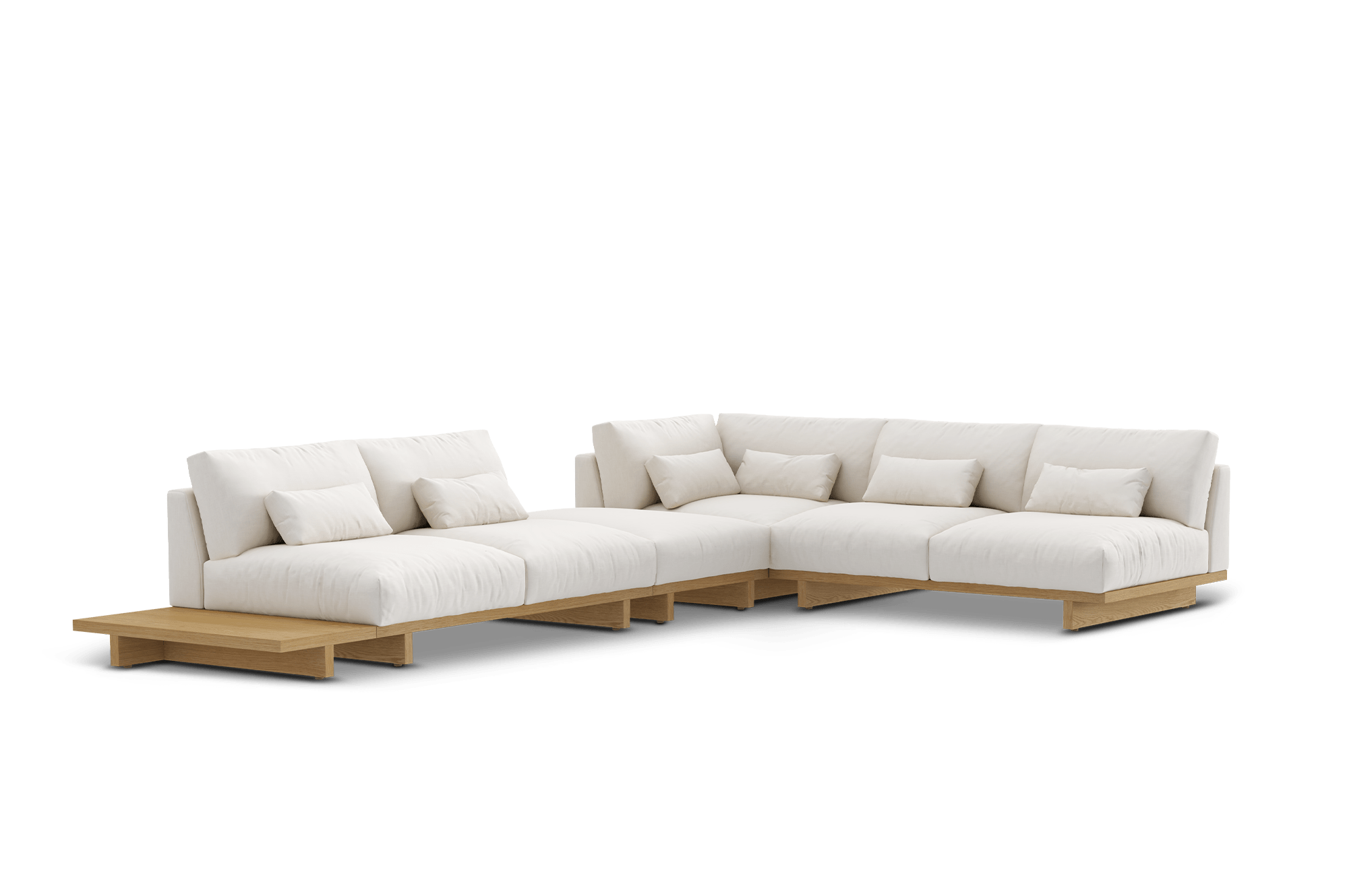 Mori Armless L-Shape with Side Ottoman & Side Table, Performance Alpine