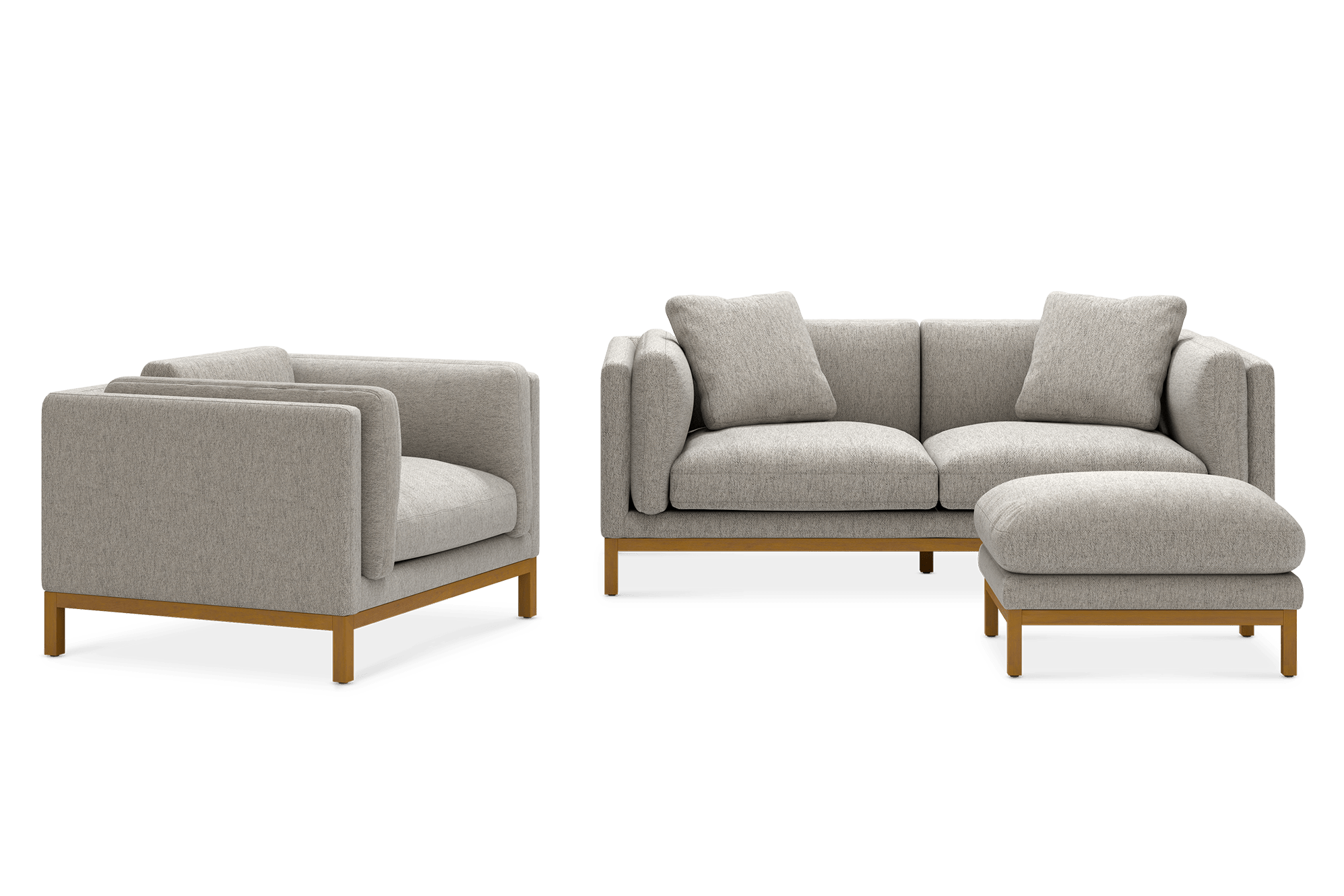 Owen 3 Seater Sofa with Ottoman & Armchair, Pearl Beige (Natural Leg)