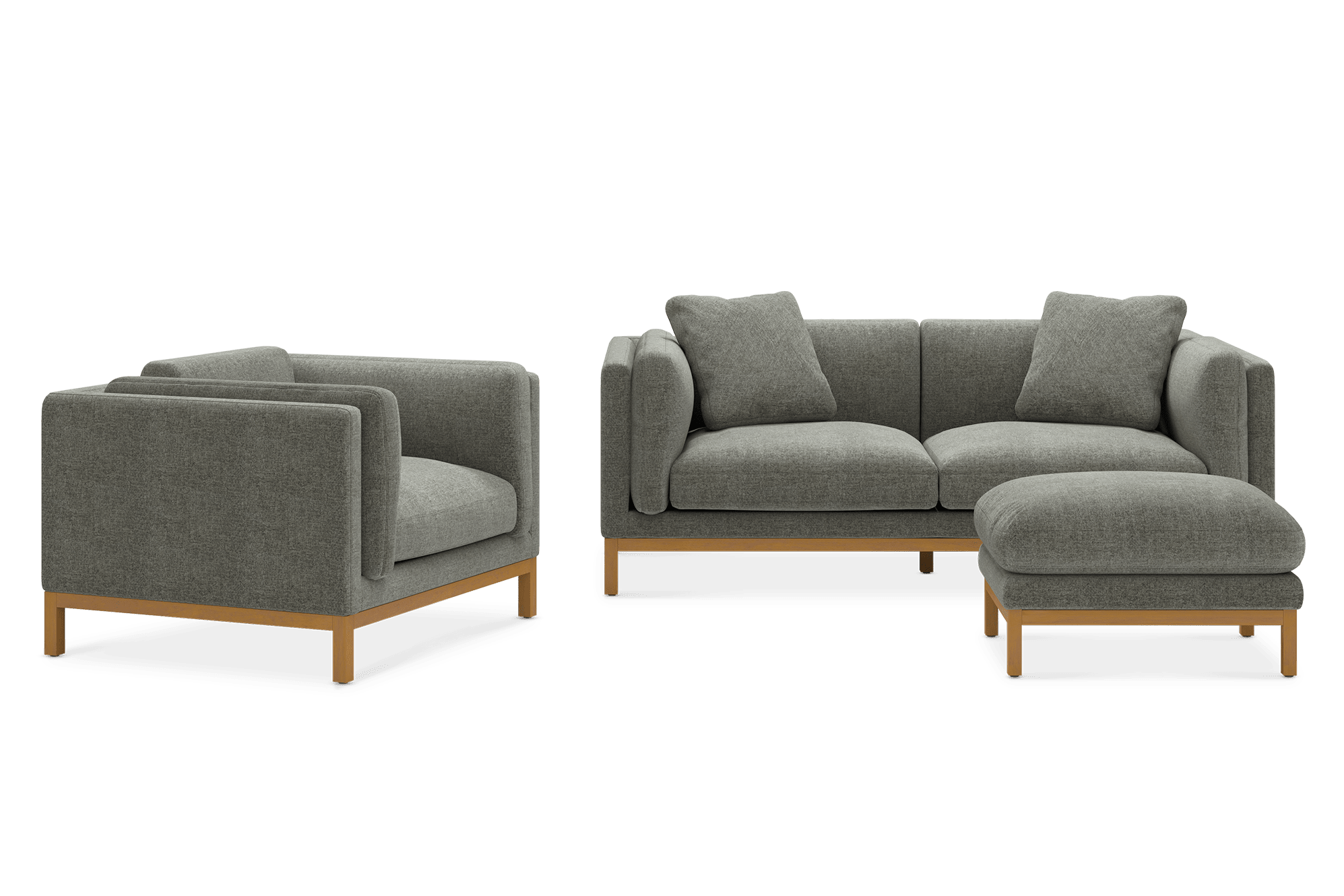 Owen 3 Seater Sofa with Ottoman & Armchair, Haze (Natural Leg)