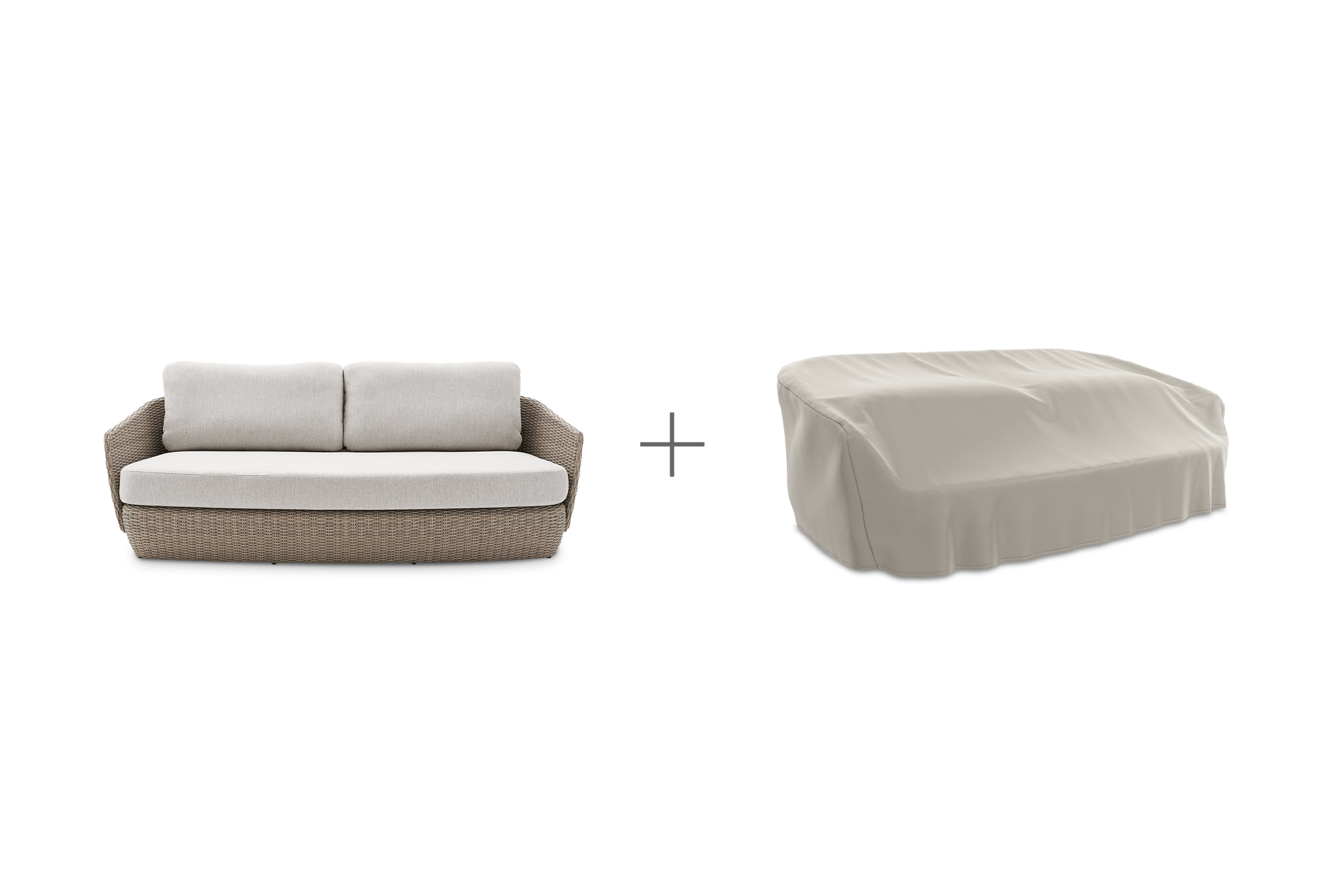 Malta Outdoor 3 Seater Sofa with Ivory Cover, Straw