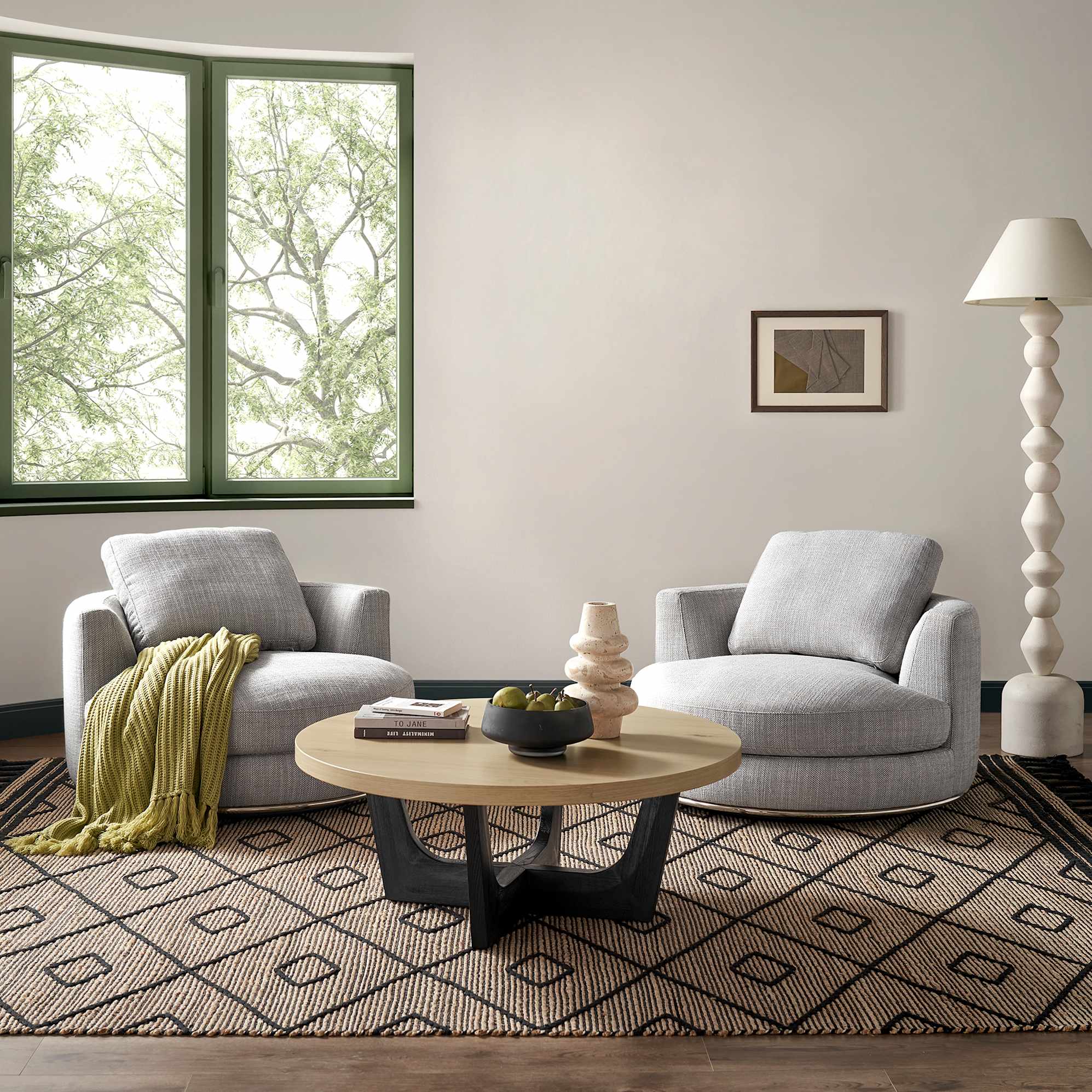 Hamilton Swivel Armchair Set of 2 100cm, Performance Smoke Grey lifestyle