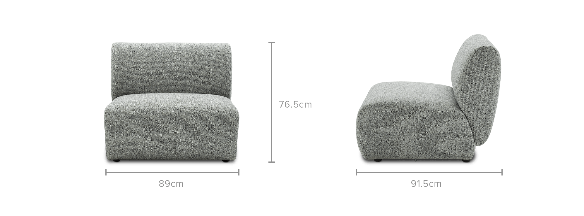 dimension of Auburn Performance Fabric Armless Sofa