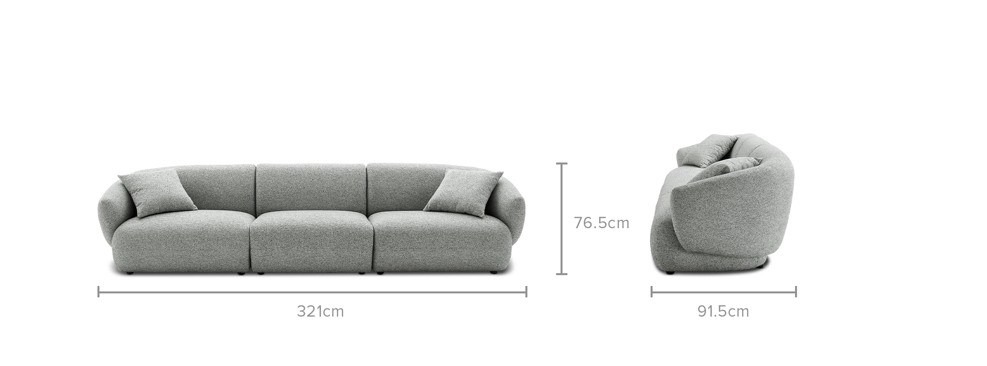 dimension of Auburn Performance Fabric Extended 3 Seater Sofa