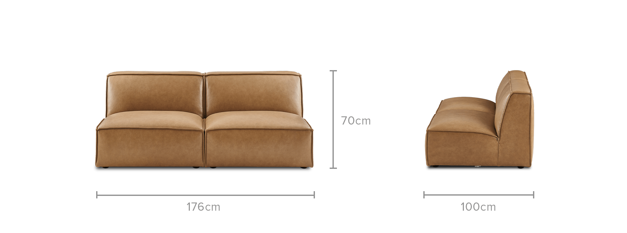 dimension of Jonathan Leather Armless 3 Seater Sofa