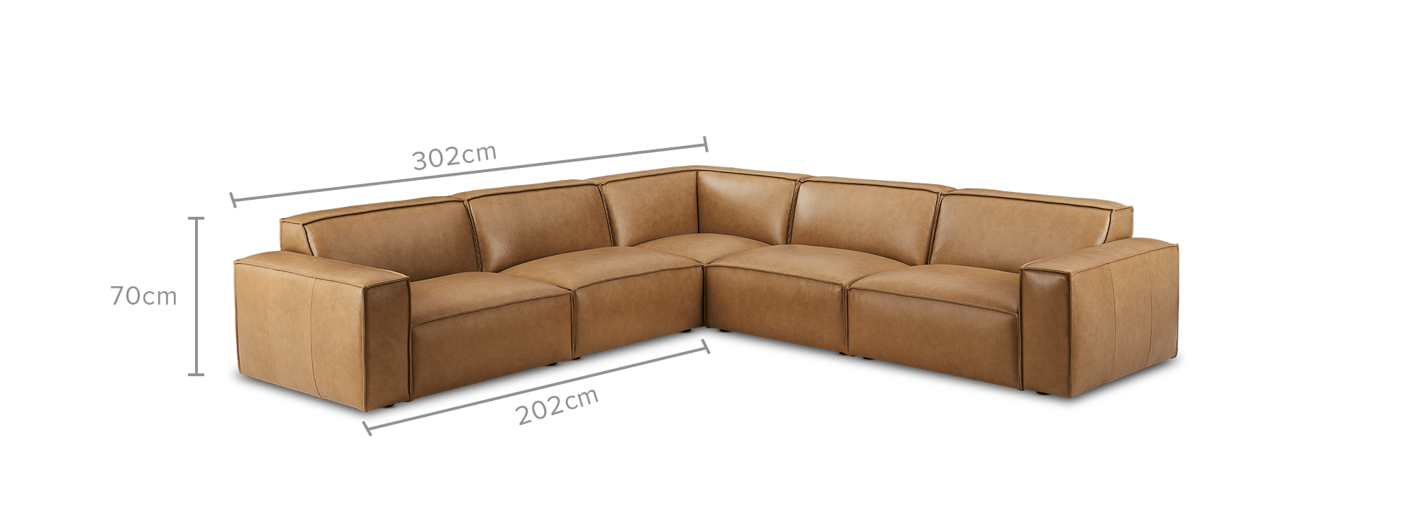 dimension of Jonathan Leather L-Shape Sectional Sofa