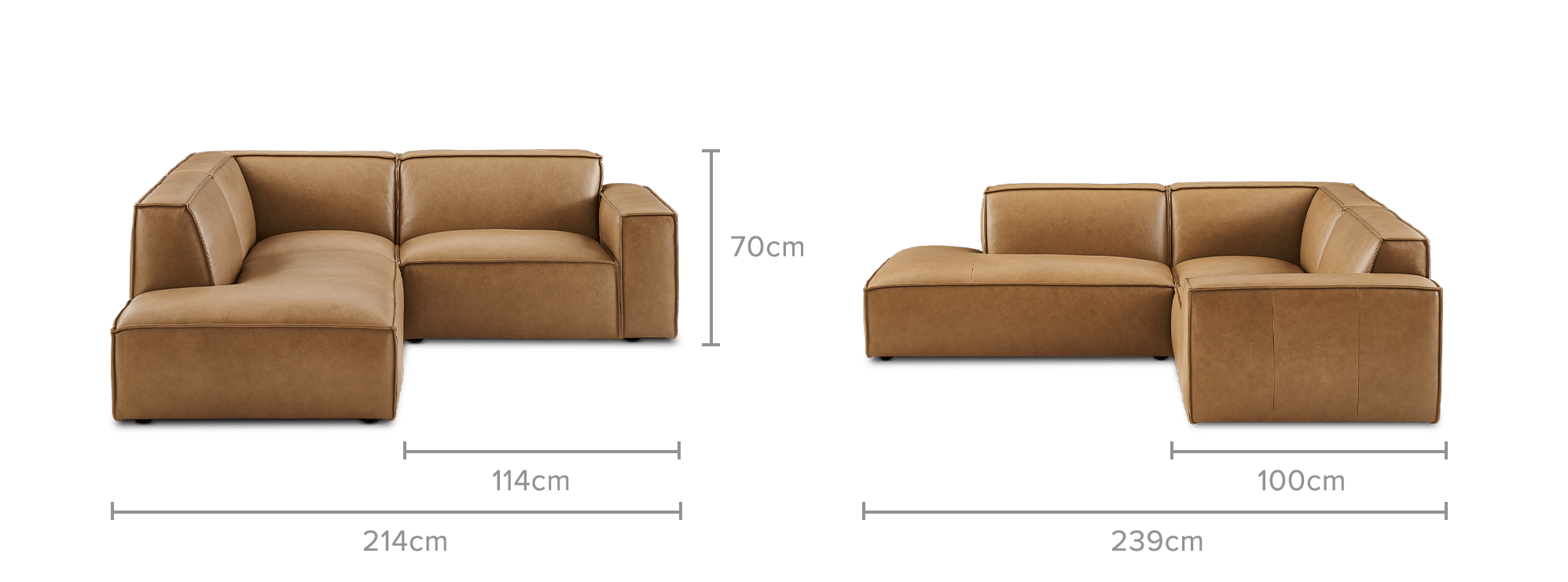 dimension of Jonathan Leather Side Chaise Sectional
