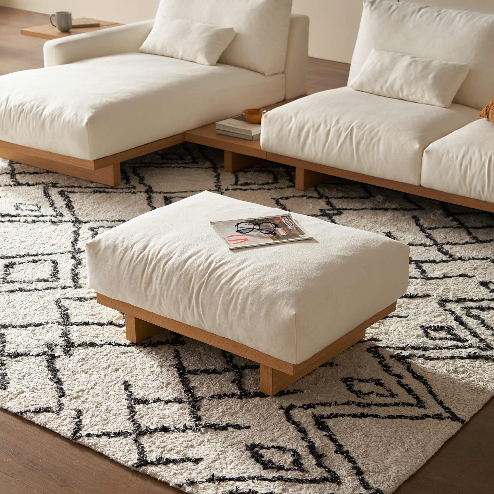 Mori Performance Fabric Chaise Sofa with Footstool 4