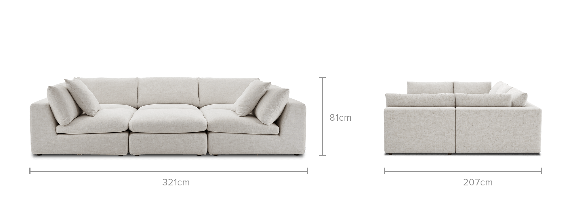 dimension of Dawson Pit-Sectional Sofa