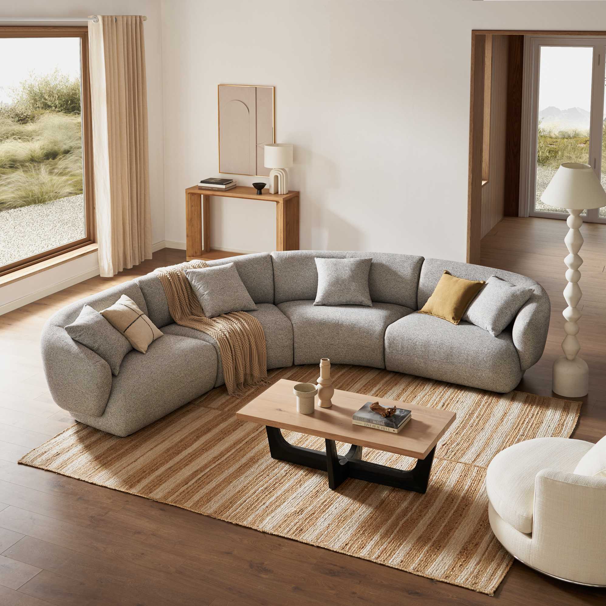 Auburn Curve L-Shape Sectional Sofa, Performance Basalt lifestyle