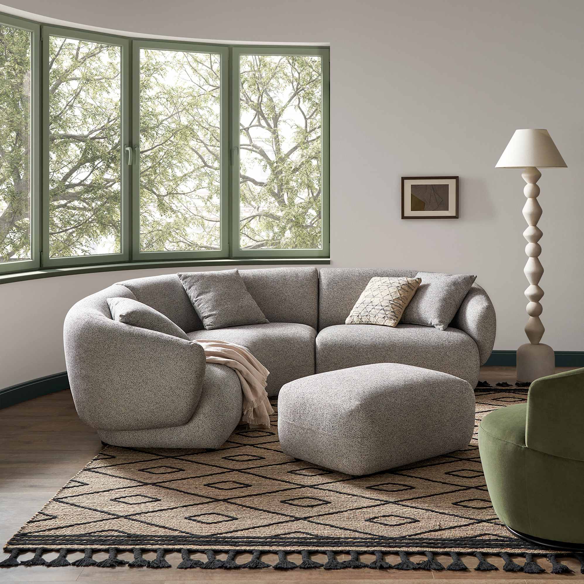 Auburn Corner Sofa with Footstool, Performance Basalt lifestyle