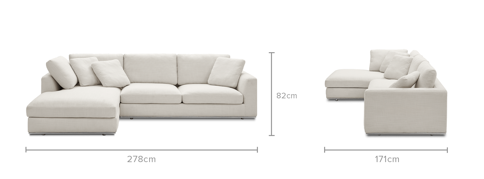dimension of Hamilton Chaise Sectional Sofa