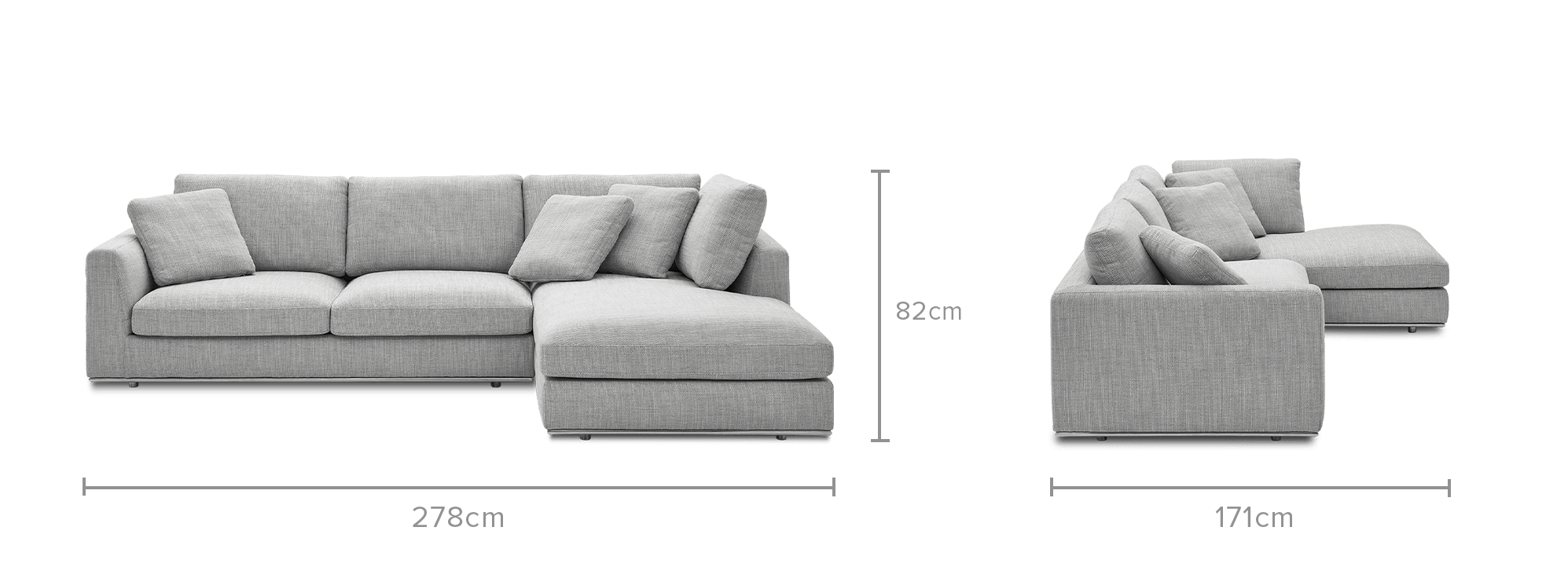 dimension of Hamilton Chaise Sectional Sofa