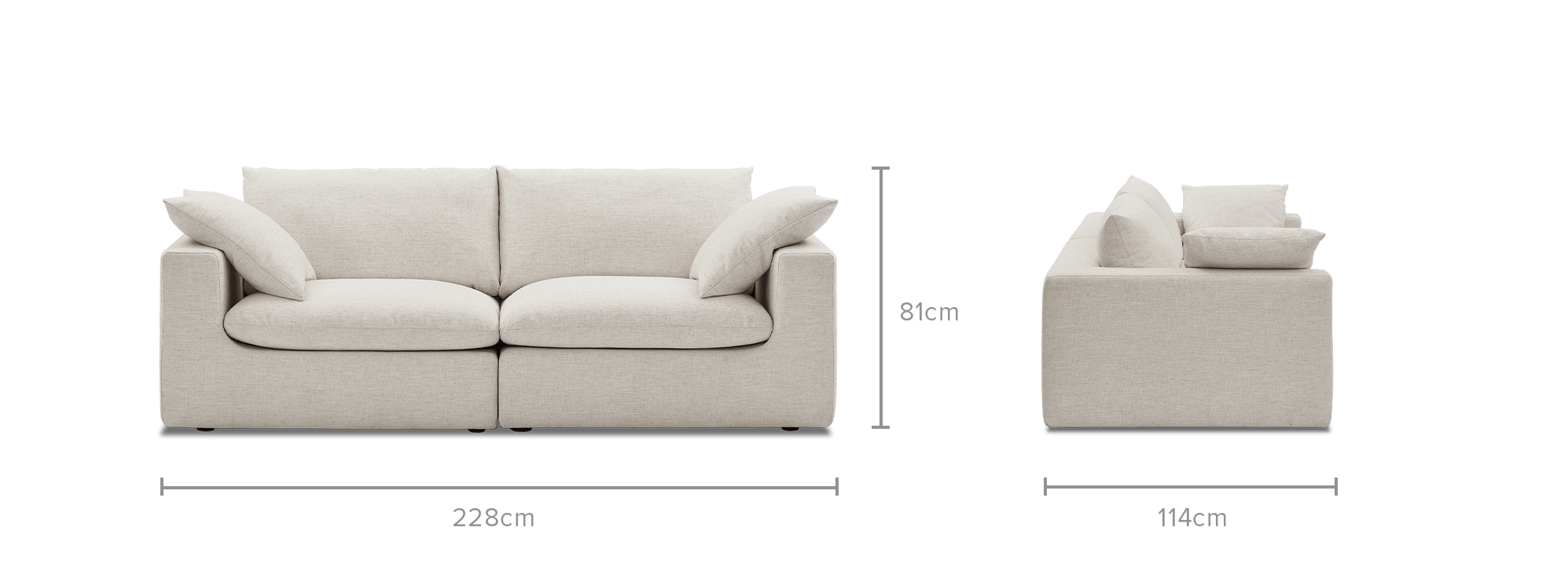 dimension of Dawson 3 Seater Sofa