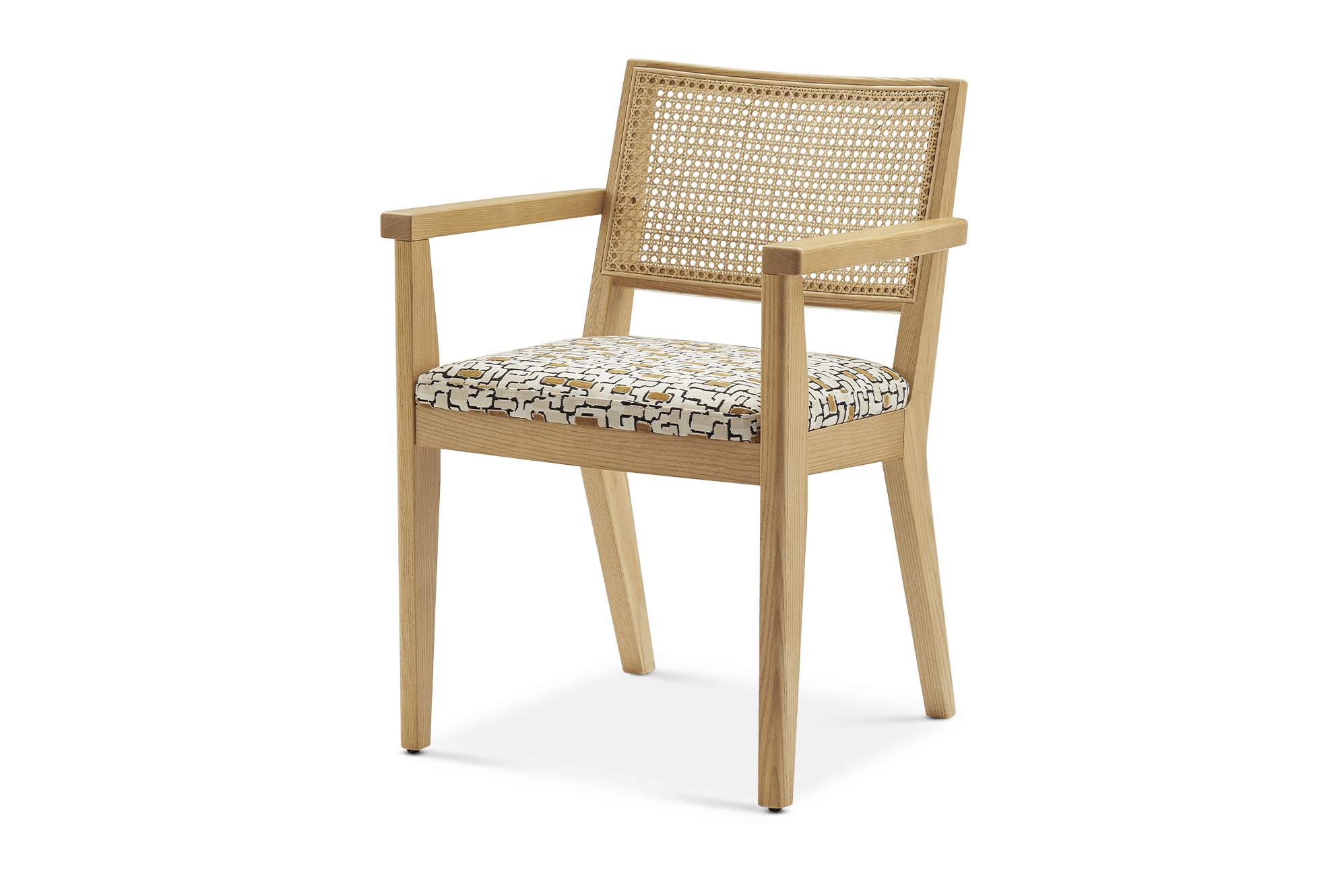 Sloane Cane Chair with Armrest Honey Oak, Meadow Zest