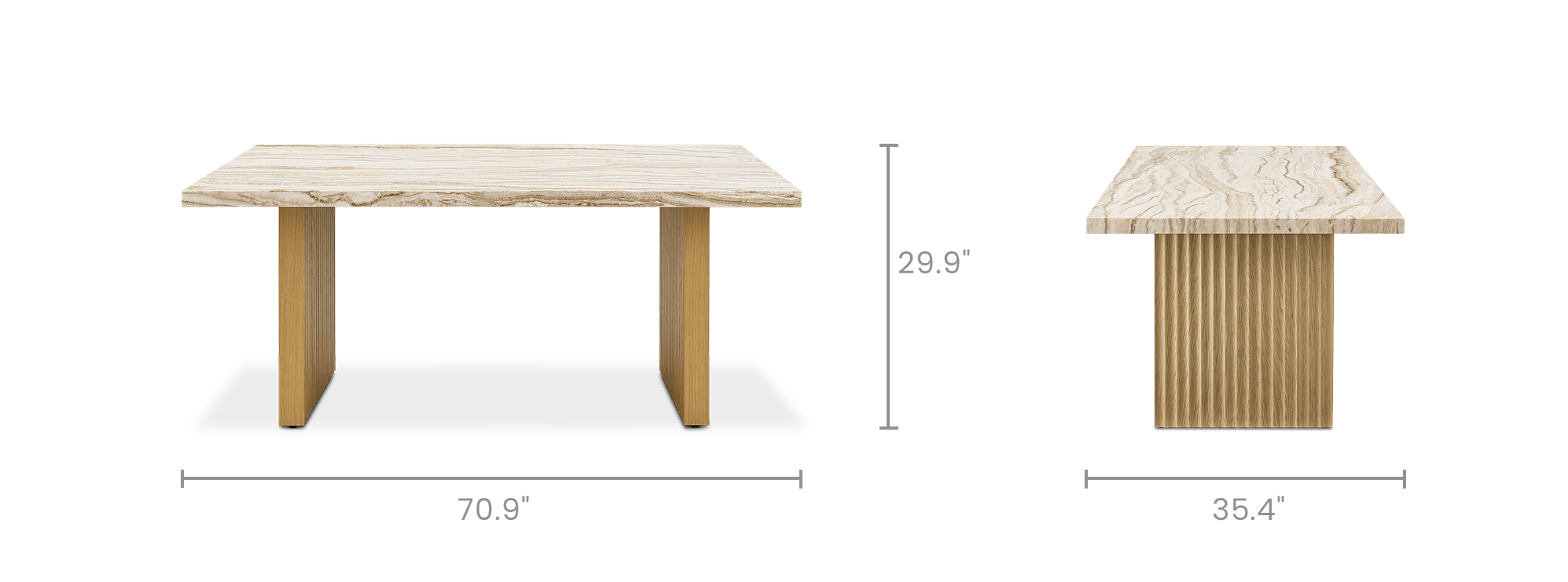 dimension of Sloane Marble Dining Table
