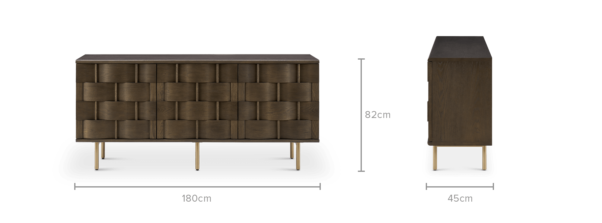 dimension of Ariel Sideboard, Caramel Oak
