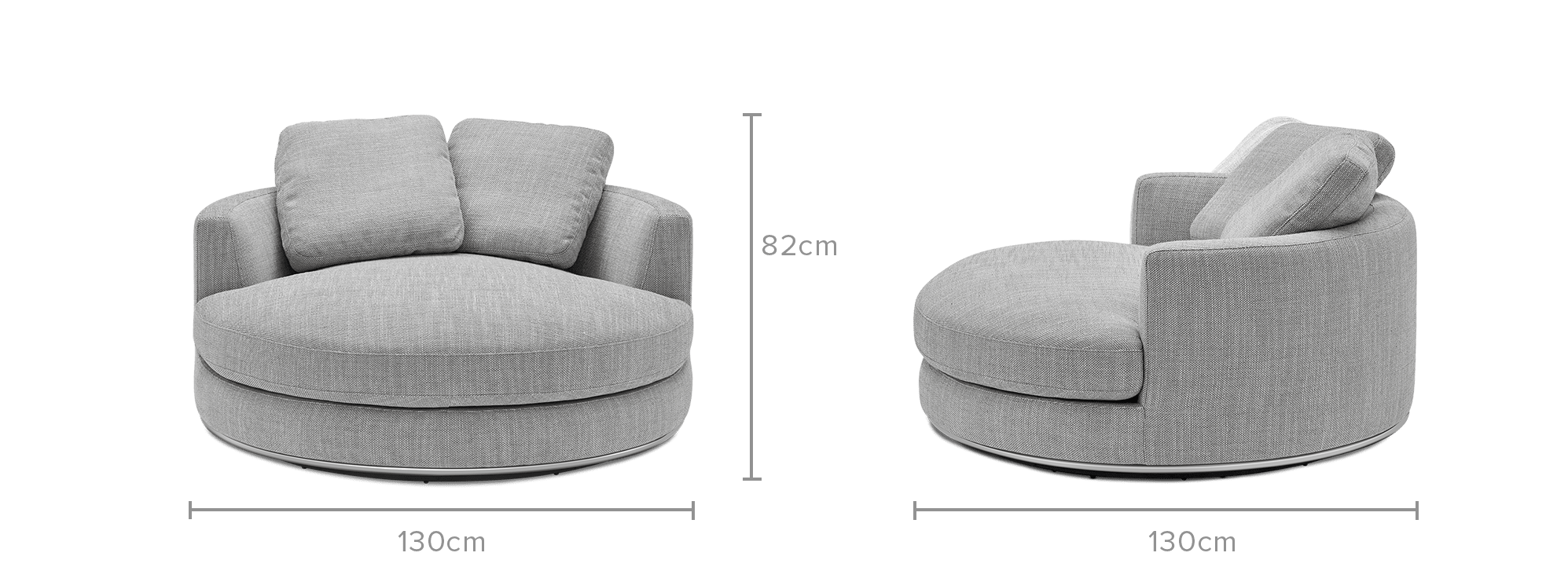 dimension of Hamilton Round Performance Fabric Swivel 1.5 Seater Armchair