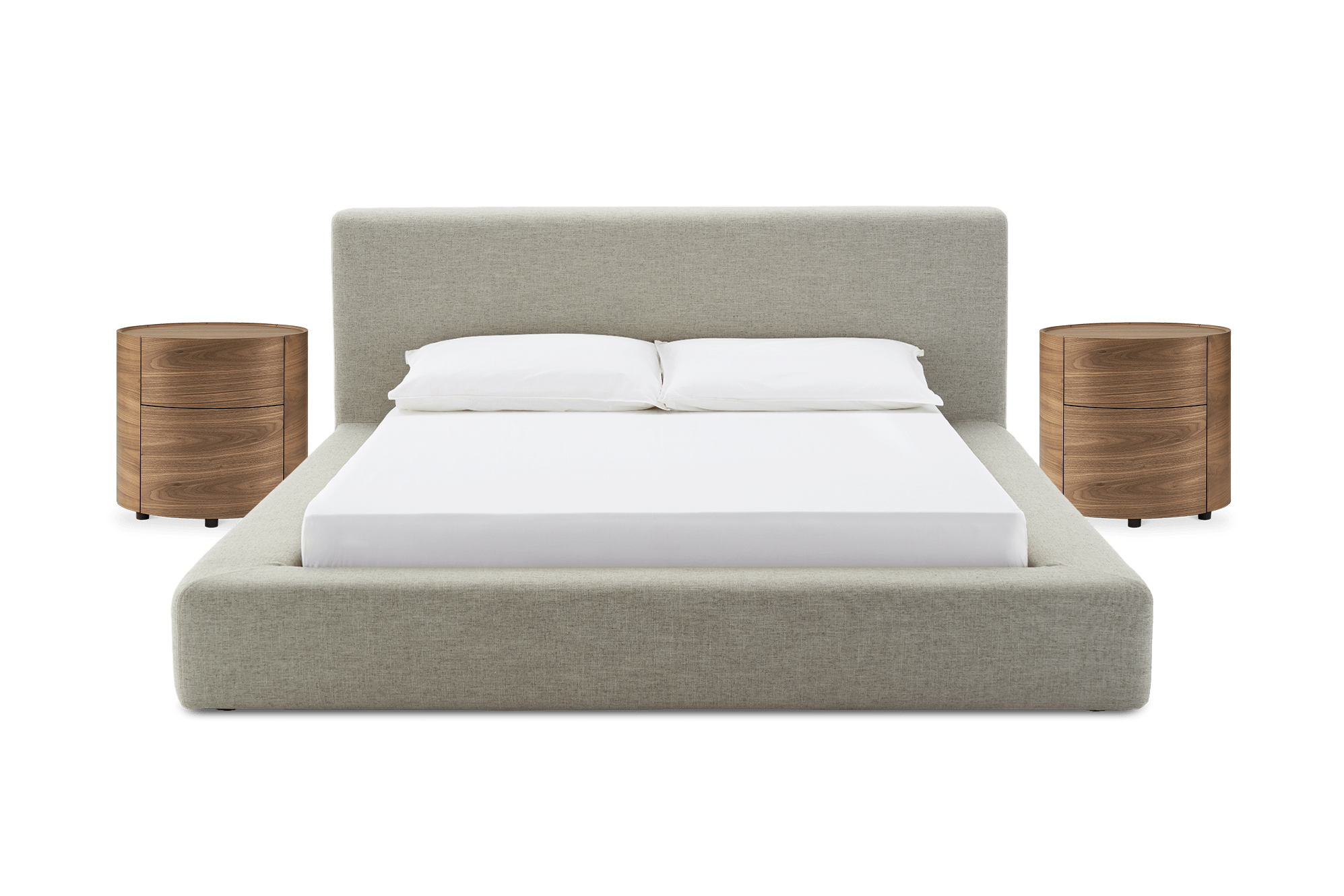 Dawson Queen Size Bed with 2 Mika Side Table Set, Seagull