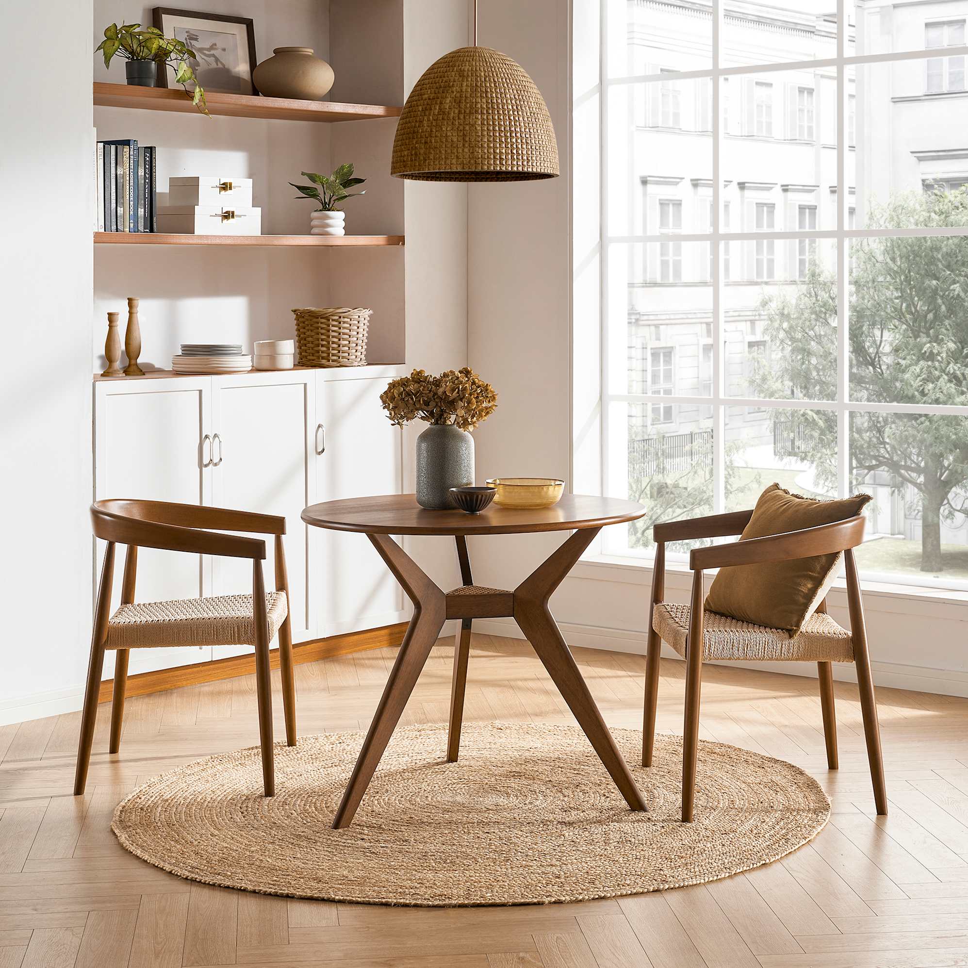 Tribeca Round Dining Table with 2 Austen Chairs
