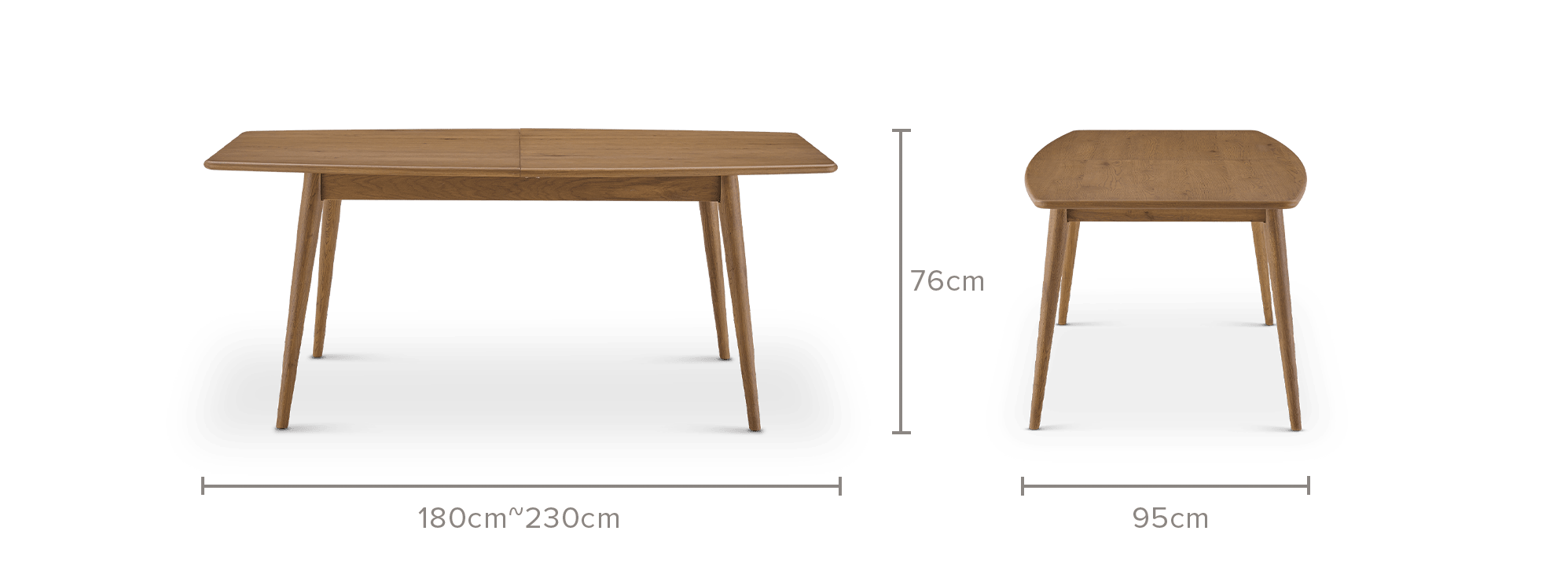 dimension of Kinsley Extendable Dining Table, 180 - 230cm