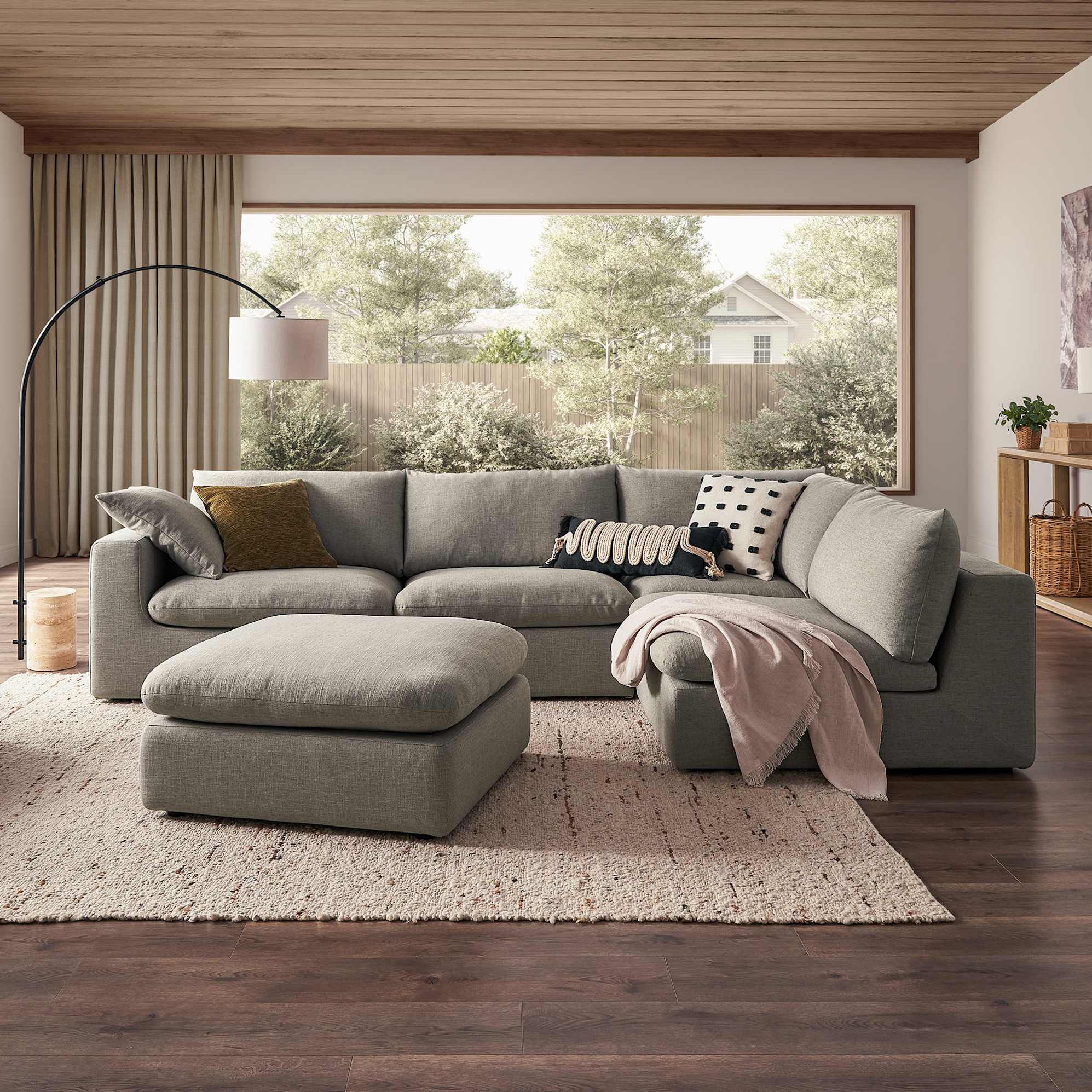 Dawson Chaise Sectional Sofa with Ottoman Right Facing, Seagull lifestyle