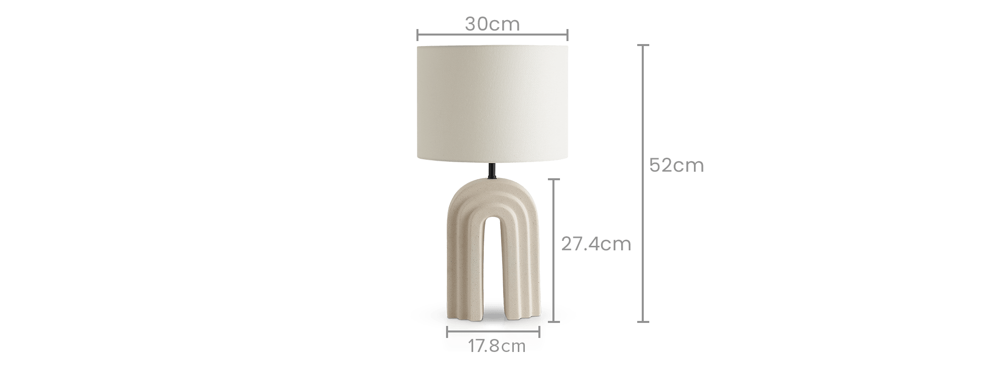 dimension of Blanc Arched Table Lamp