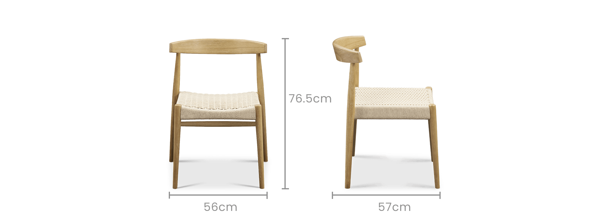dimension of Austen Chair, White Wash