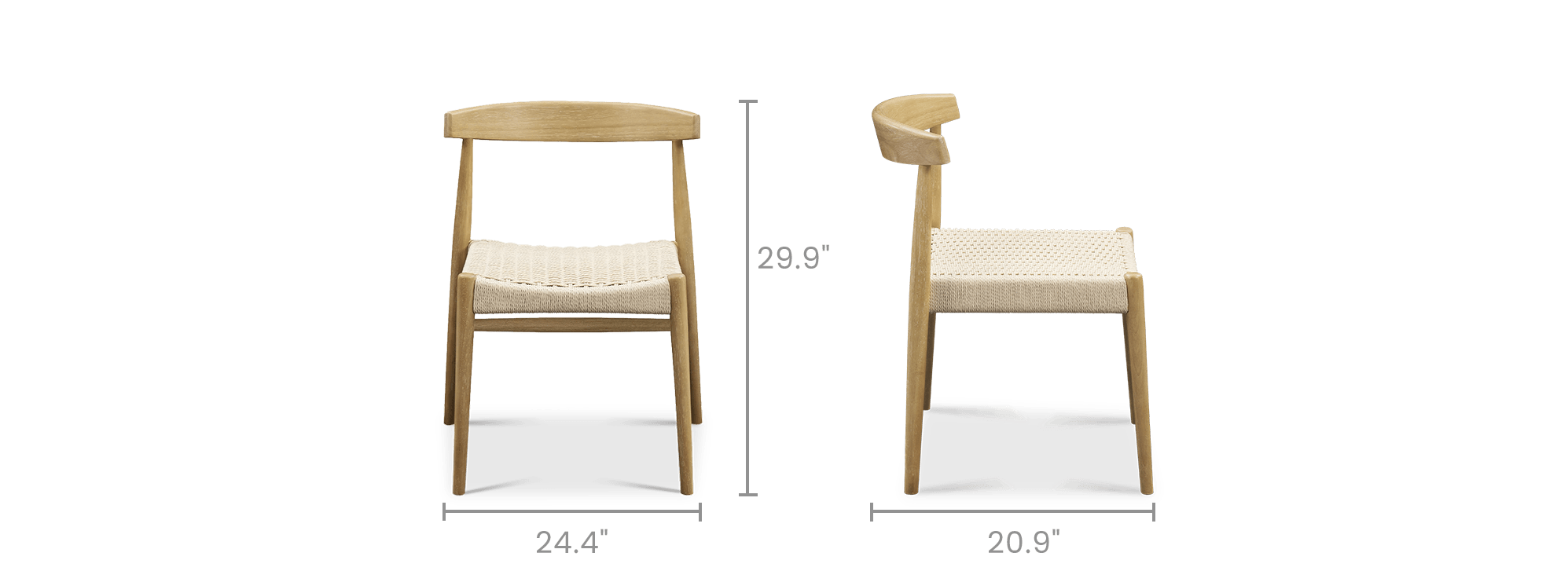 dimension of Austen Chair, White Wash