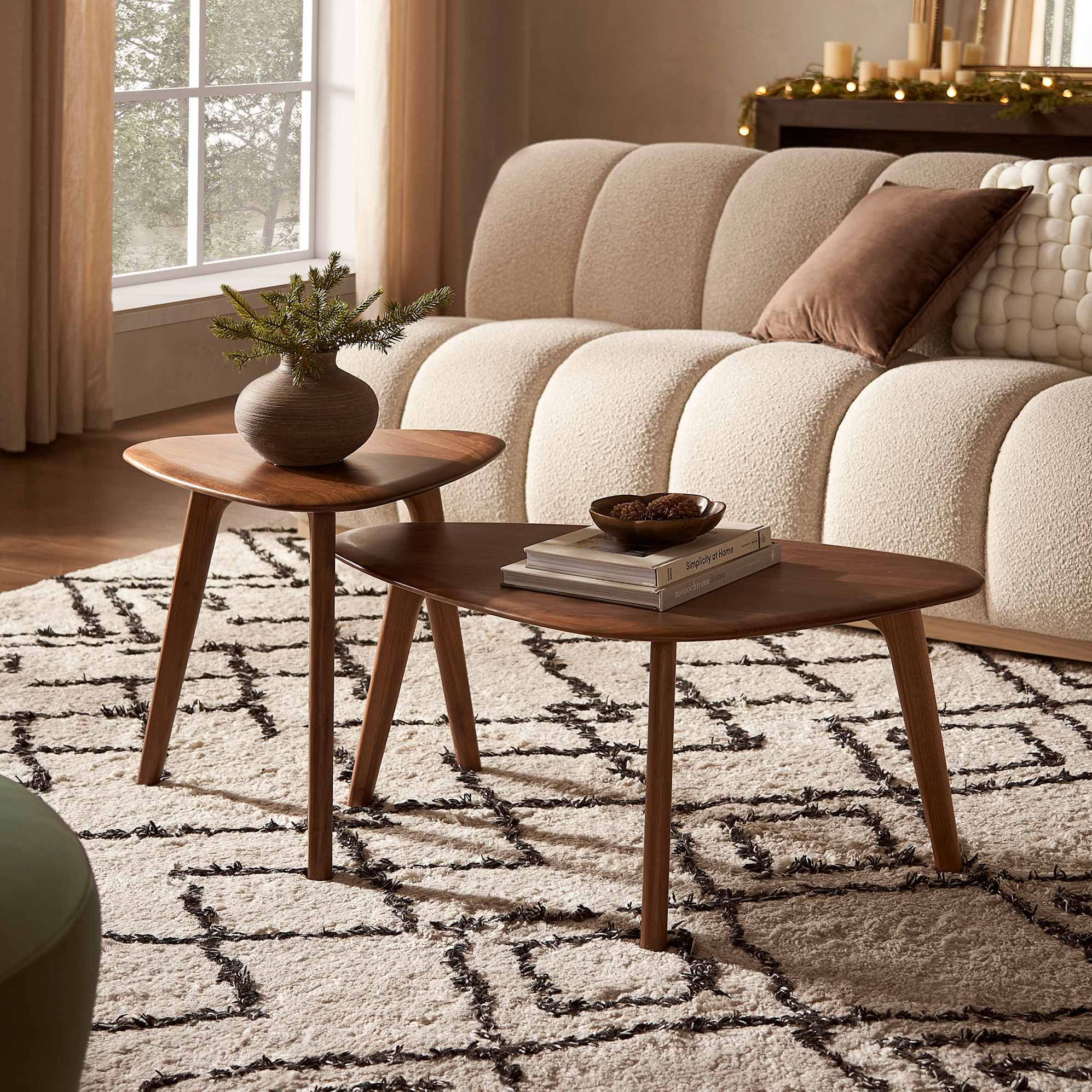 Vincent Coffee Table Set, Walnut lifestyle