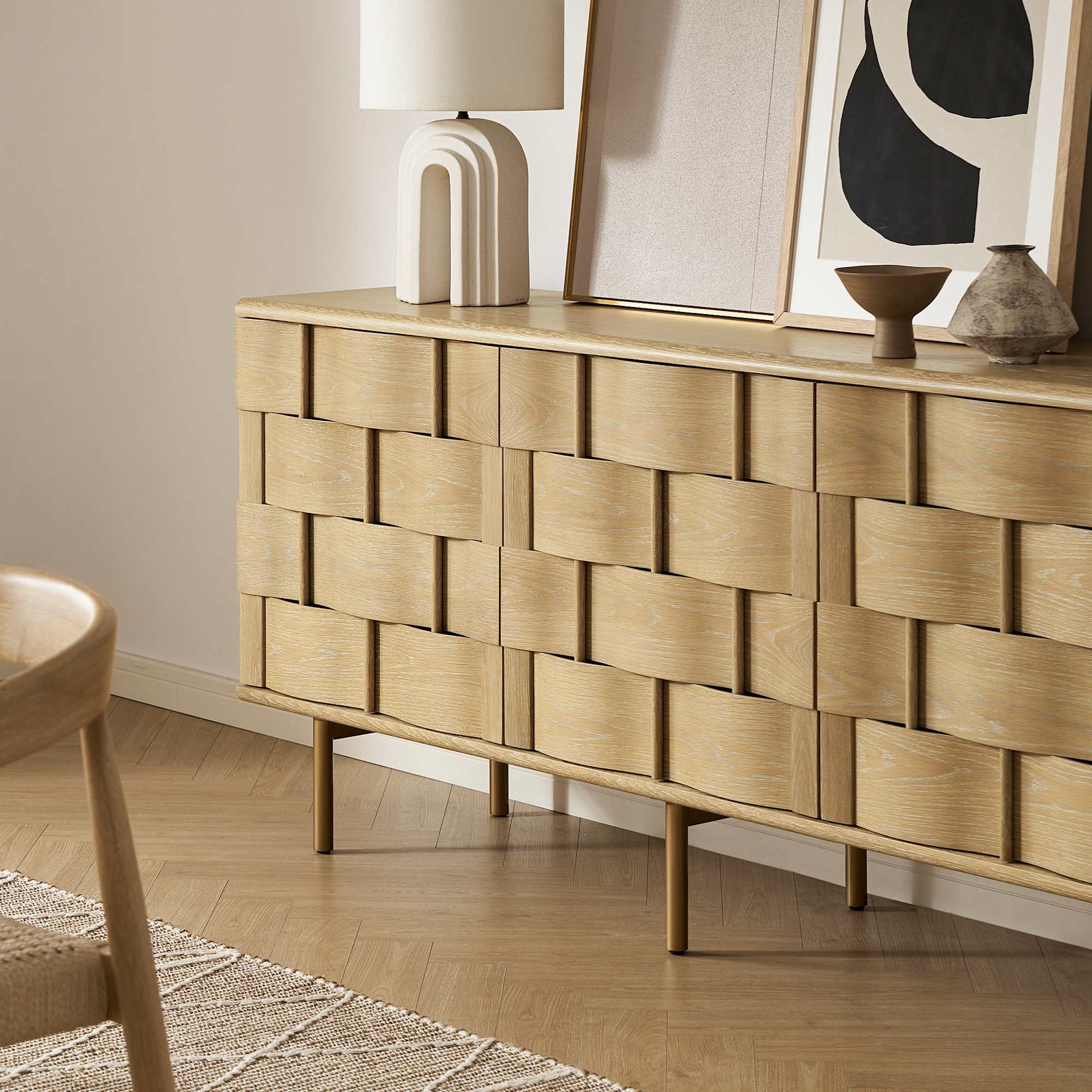 Ariel Sideboard, Whitewashed Oak 3