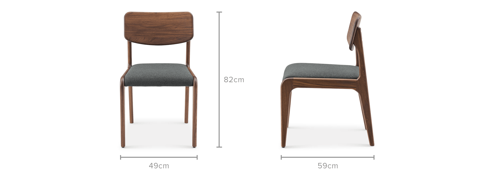 dimension of Vincent Chair, Walnut