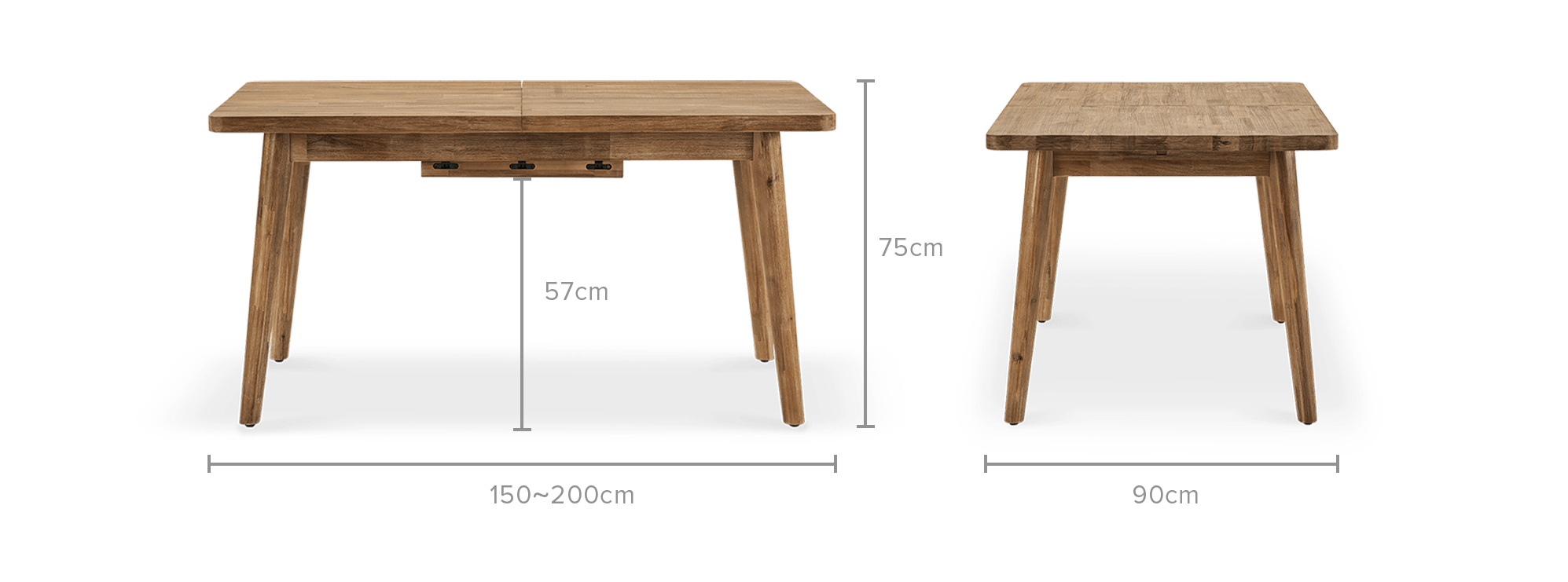 dimension of Seb Extendable Dining Table, 150-200cm