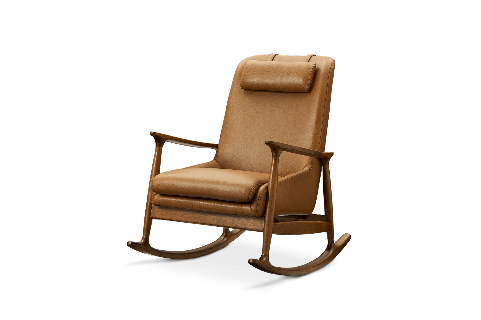 Desmond Leather Rocking Armchair, Caramel