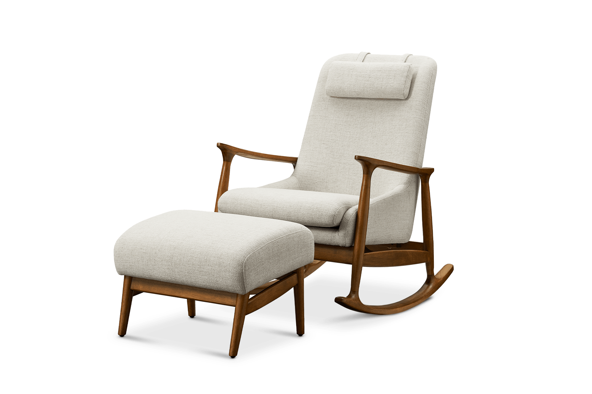 Desmond Rocking Armchair with Ottoman, Opal Beige