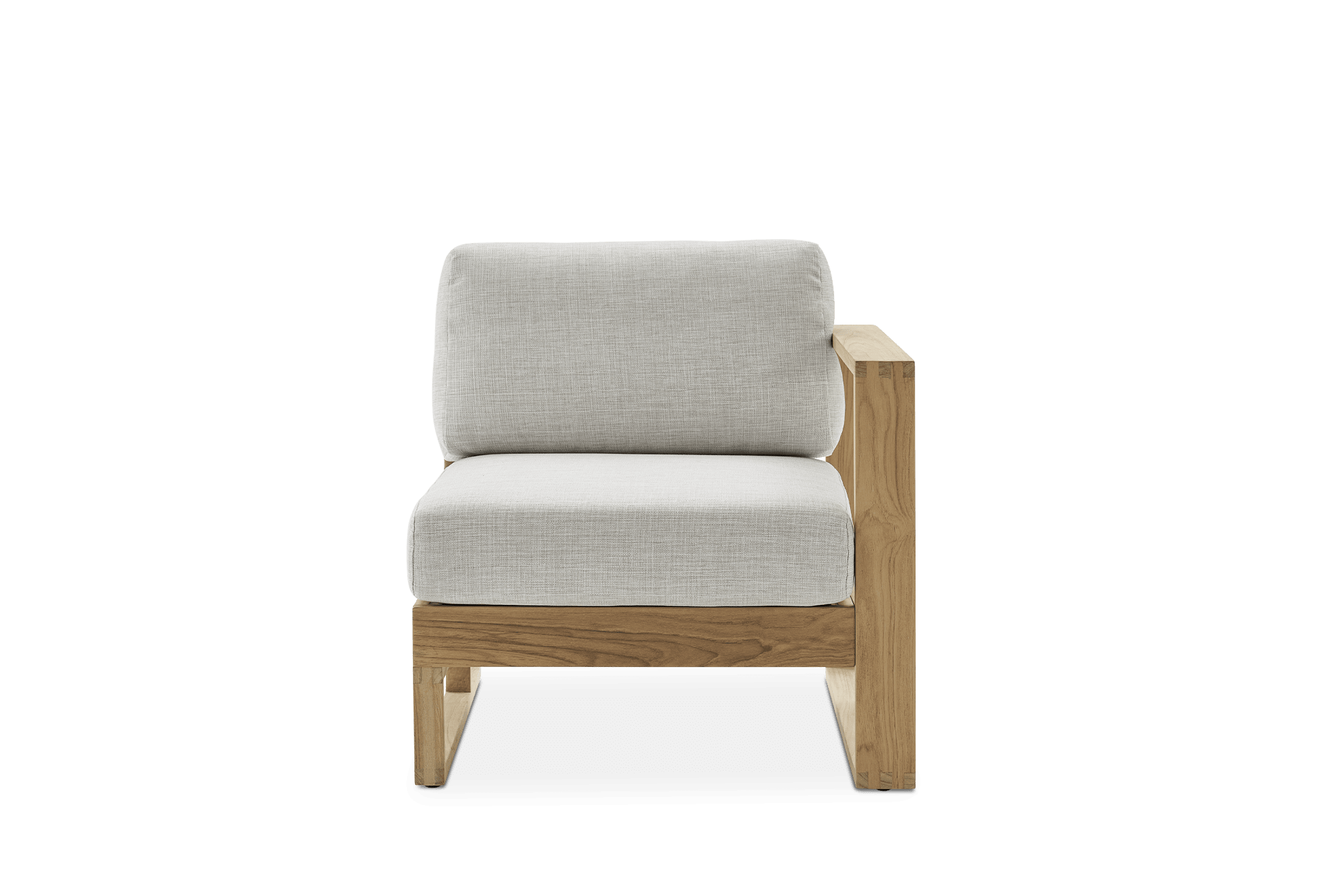 Rio Outdoor Teak Right Facing 1 Seater Sofa (Treated Version), Natural Beige