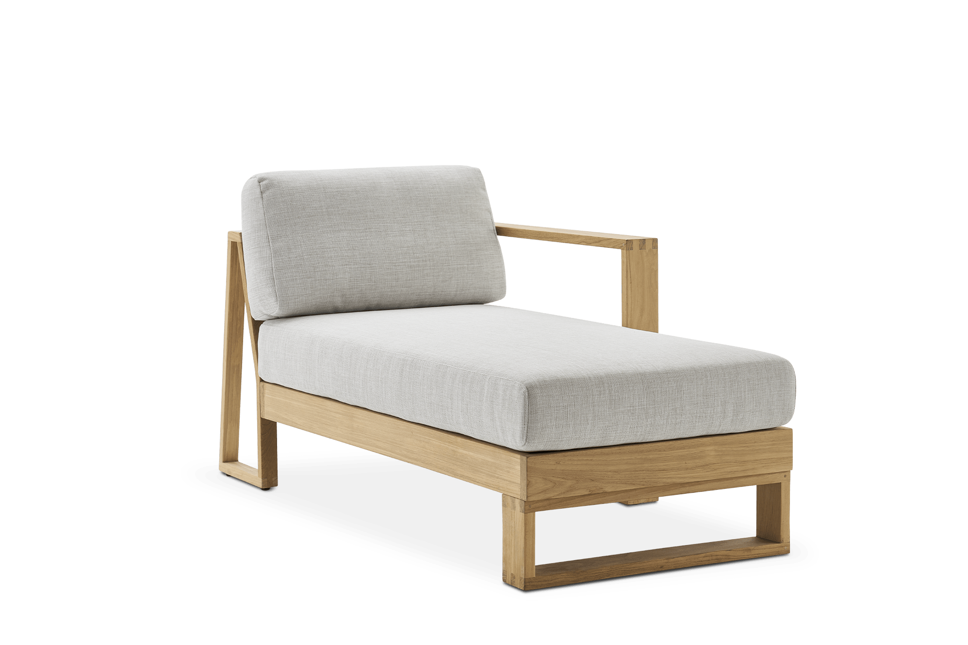 Rio Outdoor Teak Right Facing Chaise (Treated Version), Natural Beige